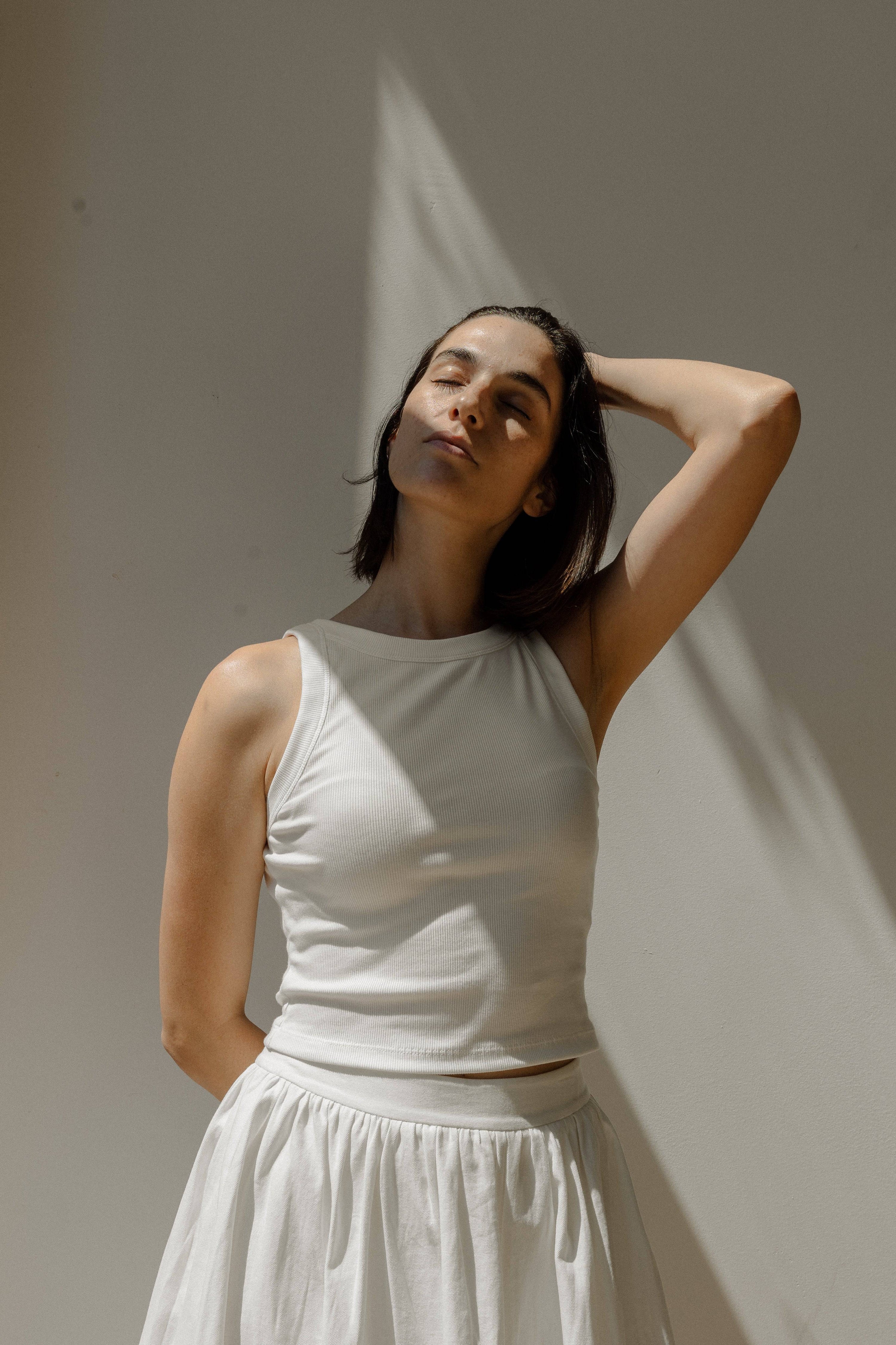 8169757147357, The Tonya Top, Tops, Mod Ref, Basic,Basics,Blush,cf-color-black,cf-color-blush,cf-color-olive,cf-size-l,cf-size-m,cf-size-s,cf-vendor-mod-ref,Cotton,Crop,Crop Top,Cropped,essentials,Everyday,final-sale,finalsale,layering,Layers,Olive,racerback,Rib,Ribbed,Ribbed Fabric,Ribbed Top,Ribbing,sale,tank,Tank Top, Information The Tonya Top is a basic cropped ribbed tank top. Crafted from a rayon-cotton-spandex blend, this racerback tank top is a versatile piece for your daily wardrobe. Perfect for pa