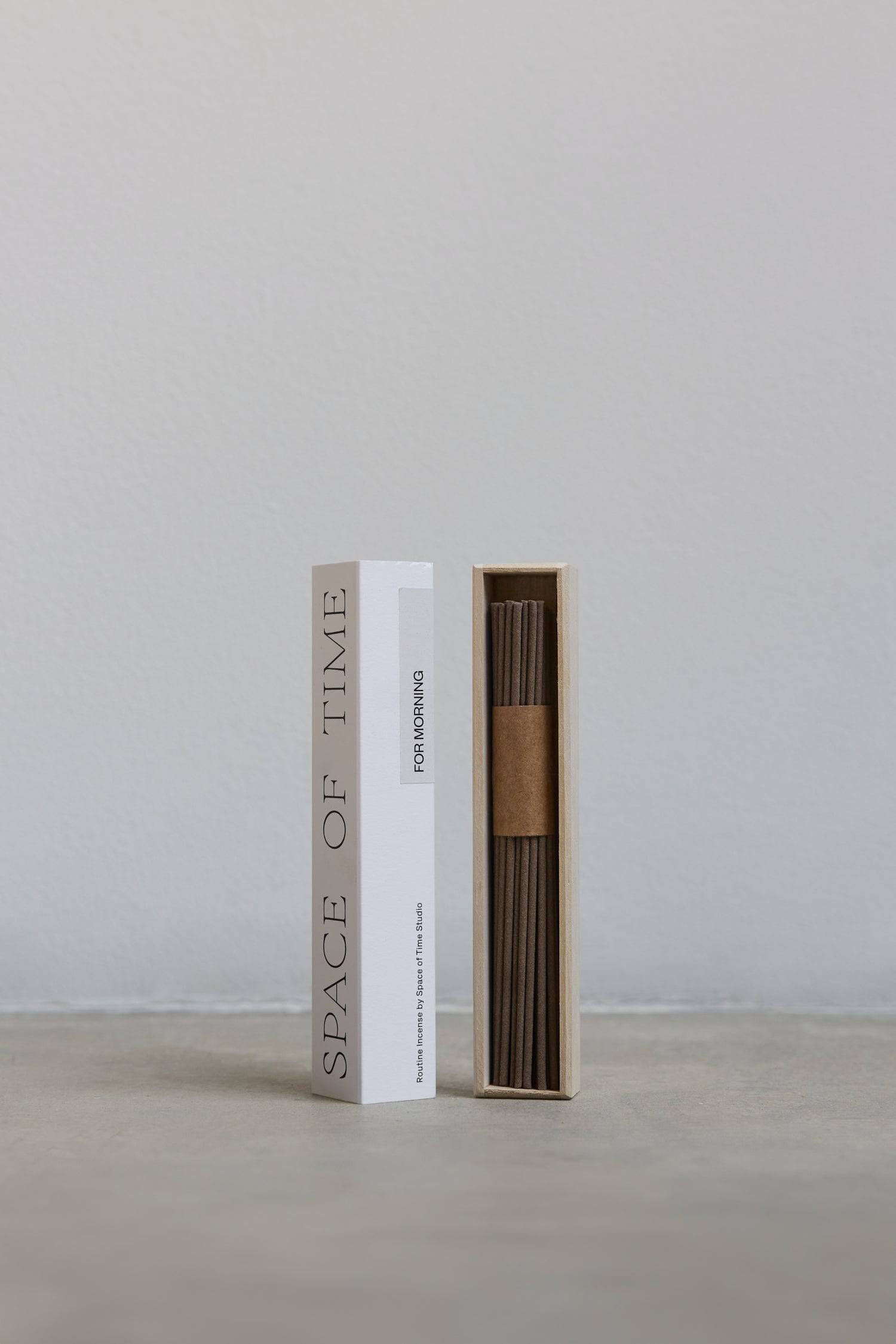 8740663787741, Morning Routine Incense - Ginger, Accessories, Space of Time, accessories,Home,Home goods,incense,scent,space of time, Shape your routines from morning to night with our incense created for the art of taking time. Crafted for specific times of day, our single-note scent for MORNING feels like crisp air, or the morning sun—featuring the rejuvenating fragrance of ginger. Includes a total of 40 sticks. Made in Japan and assembled in Los Angeles. Receive 10% off by adding the Morning, Afternoon,