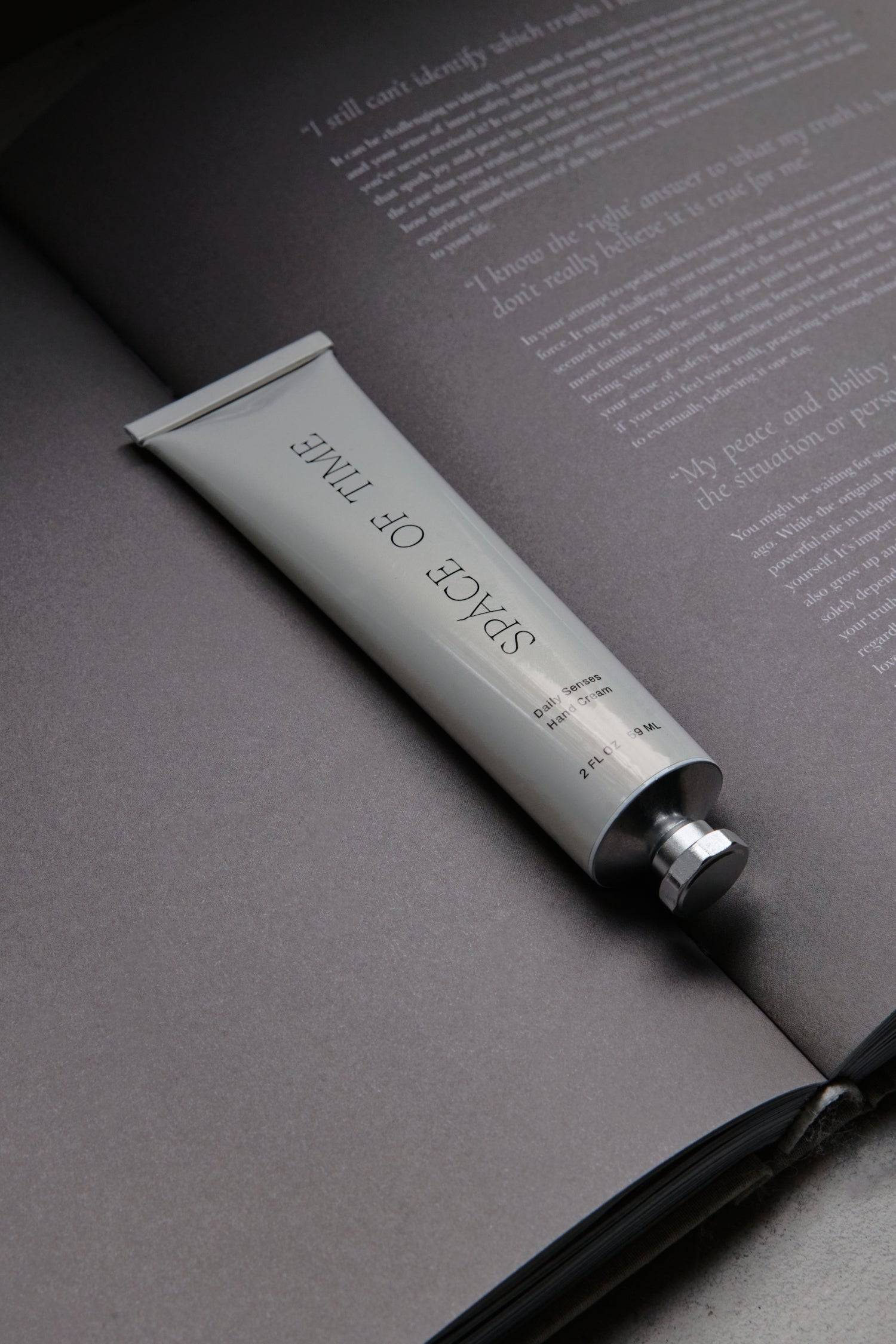 8740436803805, Daily Senses Hand Cream, Accessories, Space of Time, accessories,Cream,skin,skin care,skincare,space of time, SCENT NOTES: Herbaceous Bergamot, Calming Hinoki, Bright Petitgrain & Grapefruit. Space of Time's Daily Senses Hand Cream goes beyond a lotion—it is a sensory experience to connect with the present moment, and a tool for awakening awareness as a self-care routine through the power of scent. Botanical ingredients balance mind and body with a blend of herbaceous bergamot, calming hinoki