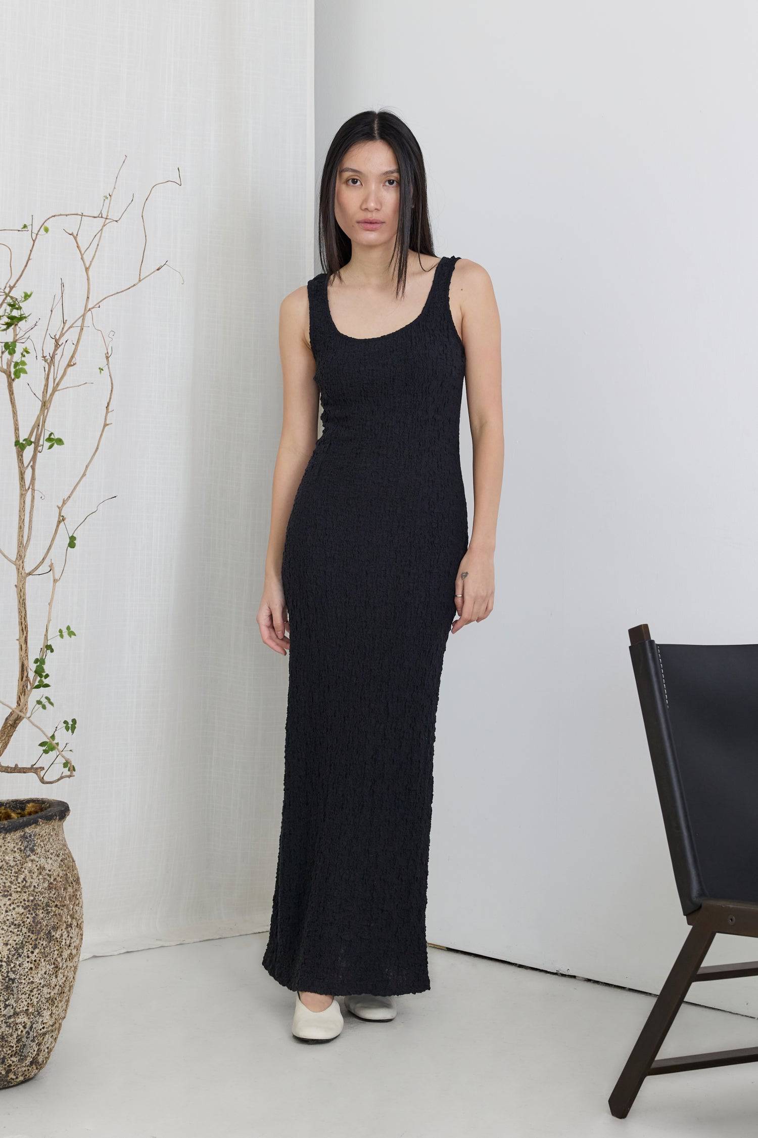 7847077675229, The Claudia Dress, Dress, All Row, beige,brown,Casual,cf-color-beige,cf-color-black,cf-color-brown,cf-color-charcoal,cf-color-grey,cf-color-lime,cf-size-l,cf-size-m,cf-size-s,cf-vendor-all-row,Cozy,Cutout,FALL,final-sale,finalsale,green,grey,Mini Dress,new,rayon,sale,Sleeveless,Sleeveless Dress,Sleeveless Top,spandex,stretch,Summer,textured,Textured Fabric,Women's, Information The Claudia Dress is a staple piece to add to your wardrobe. This lovely dress is cut from a soft, popcorn-textured f