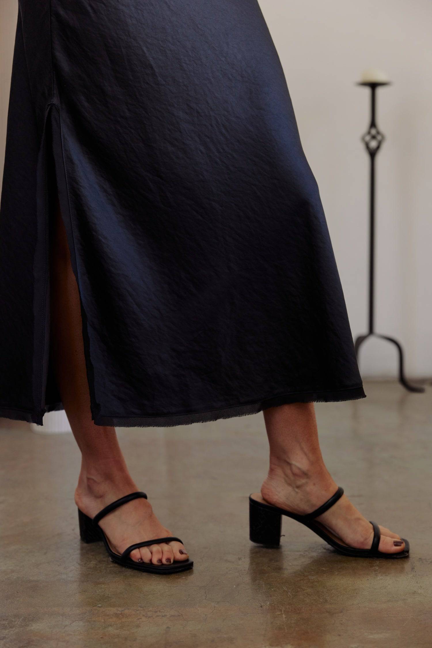 8330515710173, The Monica Dress, Dress, All Row, Black,Casual,cf-color-black,cf-color-white,cf-size-l,cf-size-m,cf-size-s,cf-vendor-all-row,chiffon,Comfort,Comfortable,Elegant,Feminine,final-sale,finalsale,Midi,Midi Dress,midi length,Minimal,minimalist,new,sale,Satin,Scoop Neckline,Semi-Formal,Side slit,Sleeveless,Sleeveless Dress,Slit,Spring,versatile,white,Womens, Information Meet The Monica Dress - a beautiful midi-length satin dress with delicate chiffon trimming. Featuring flattering side slits and a s