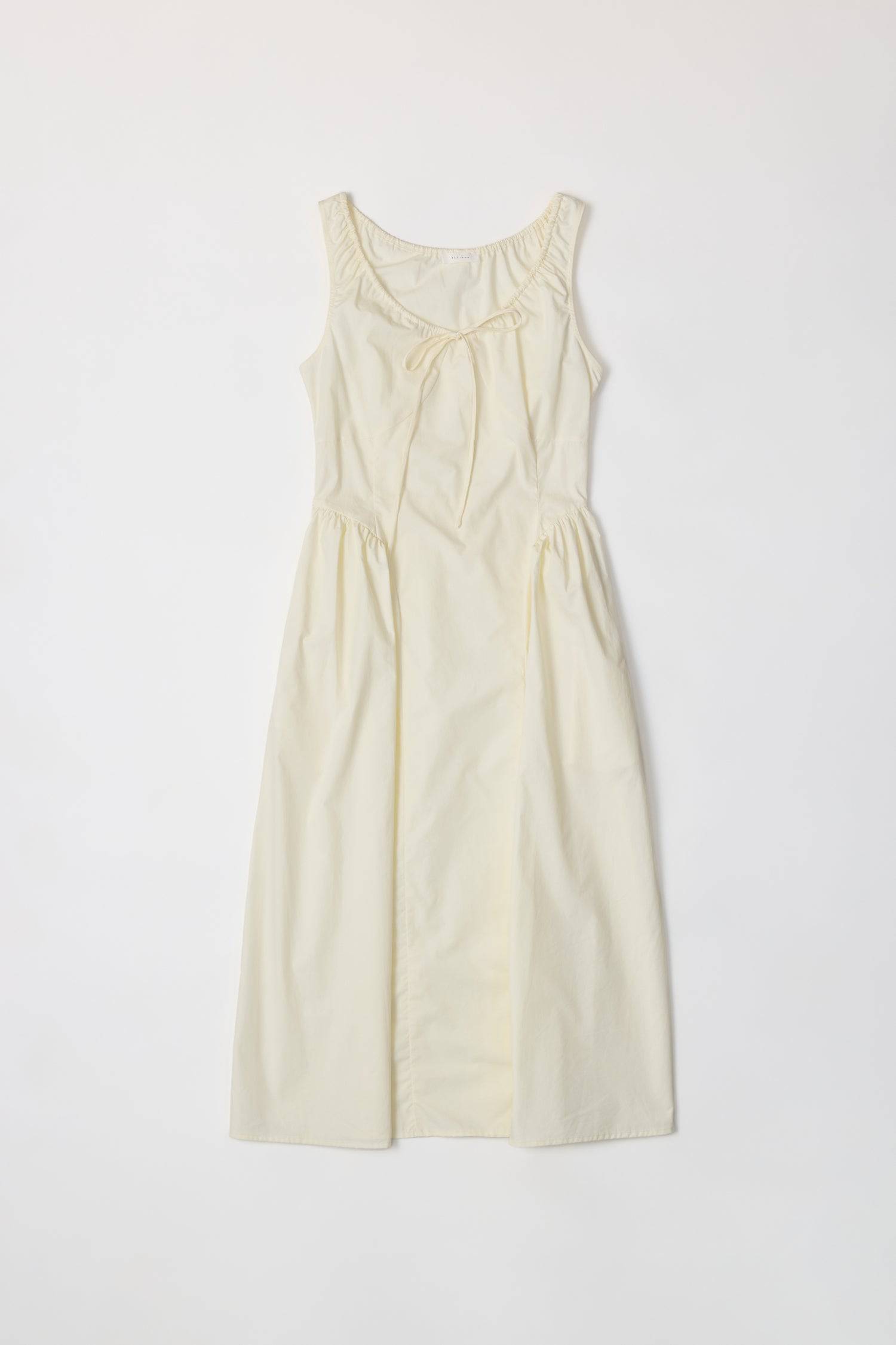 8911662874845, The Anika Dress, Dress, All Row, Casual,cf-color-white,cf-size-l,cf-size-m,cf-size-s,cf-vendor-mod-ref,Cinched Waist,Comfortable,Cotton,curve skirt,drawstring waist,Dress,dressy,final-sale,finalsale,Long Dress,maxi dress,Mid Length Dress,Midi,Midi Dress,midi length,new,sale,side pockets,Sleeveless,Spring,Summer,voluminous,womens, Information The Anika Dress is a comfortable sleeveless midi dress featuring a gathered neck design and front ties for a personalized fit. With shirring around the n
