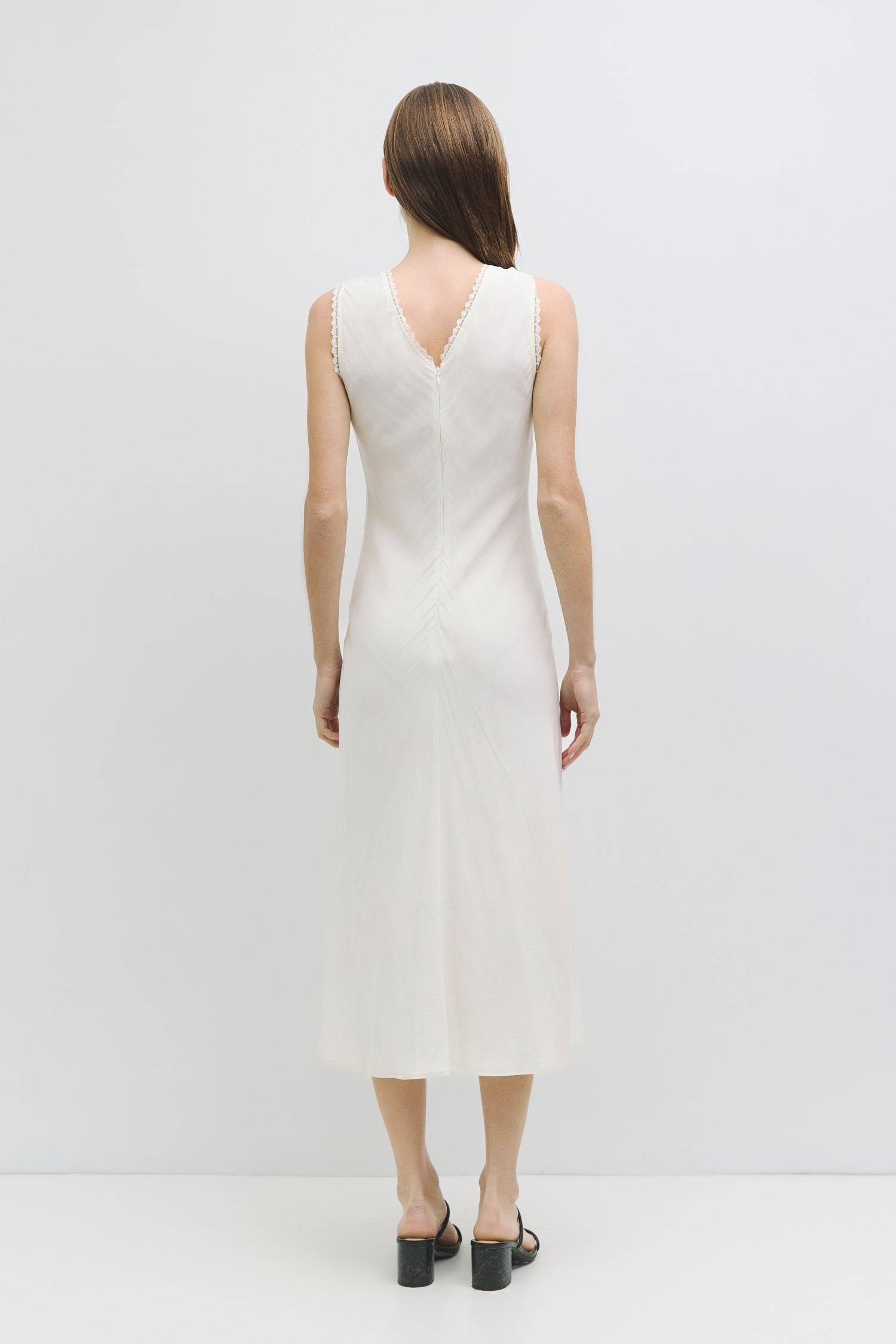 8911665627357, The Arielle Dress, Dress, All Row, All Row,cf-color-cream,cf-size-l,cf-size-m,cf-size-s,Comfortable,Cotton,Cream,Dress,dressy,final-sale,finalsale,fit and flare,flattering,Form Fitting,lace,lace trim,Long Dress,maxi dress,Mid Length Dress,Midi,Midi Dress,midi length,new,sale,Spring,Summer,V Neckline,womens, Information The Arielle Dress is a midi-length dress featuring a flattering contrast lace trim around the V-neckline and armholes making it easy to dress up or down for a variety of occasi