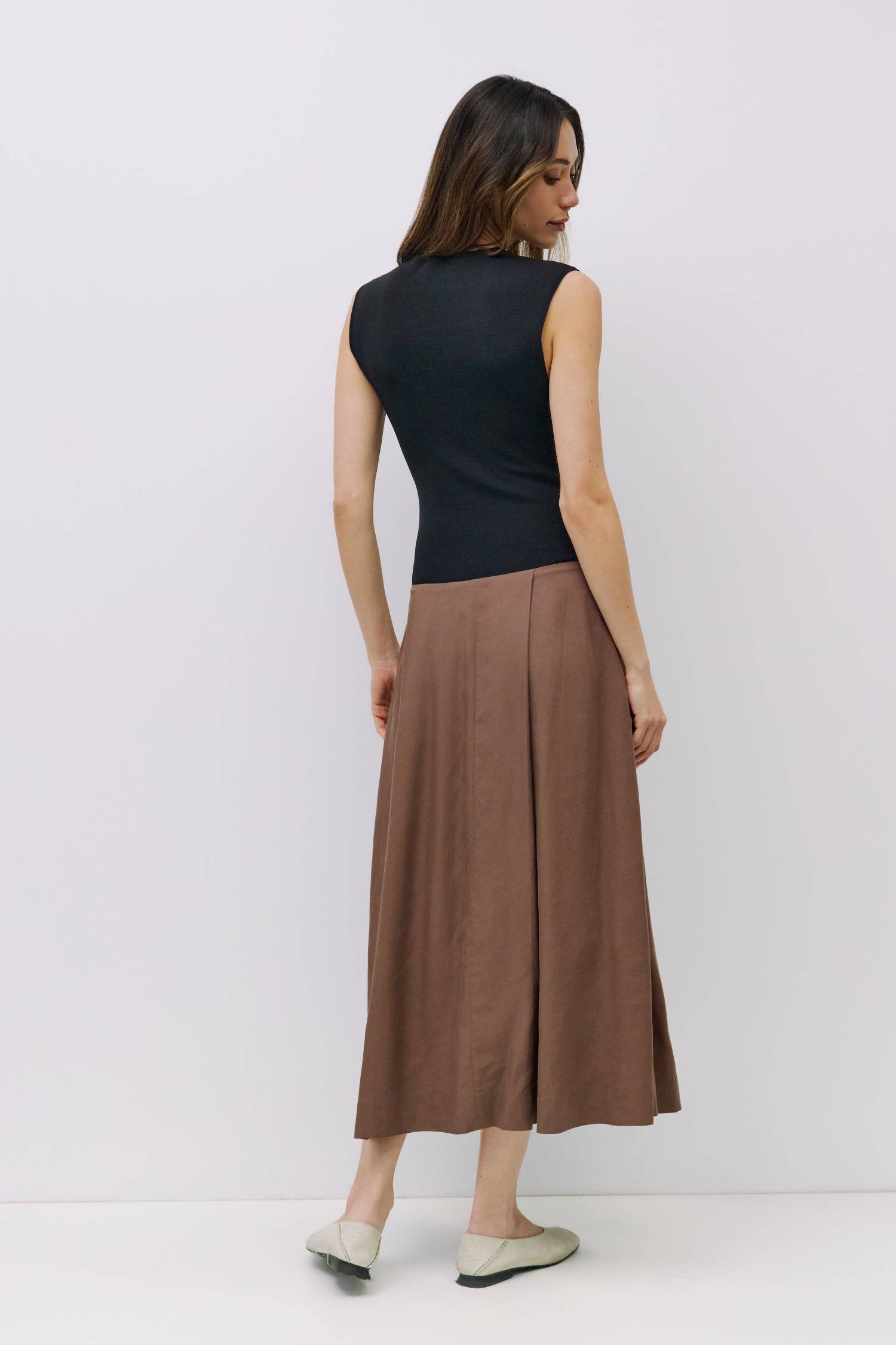 8911003779293, The Cairo Dress, Dress, Mod Ref, Black,Casual,cf-color-black,cf-color-khaki,cf-color-white,cf-size-l,cf-size-m,cf-size-s,cf-vendor-mod-ref,Cinched Waist,Color Block,Comfortable,corset,Dress,dressy,Form Fitting,Long Dress,maxi dress,Mid Length Dress,Midi,Midi Dress,midi length,new,Pleated,pleated skirt,pleating,Pleats,Pocket,Pockets,Relaxed Fit,side pockets,Spring,square,Summer,white,womens, Information The Cairo Dress combines a high gauge knit top with a fully lined, pleated skirt for a stri