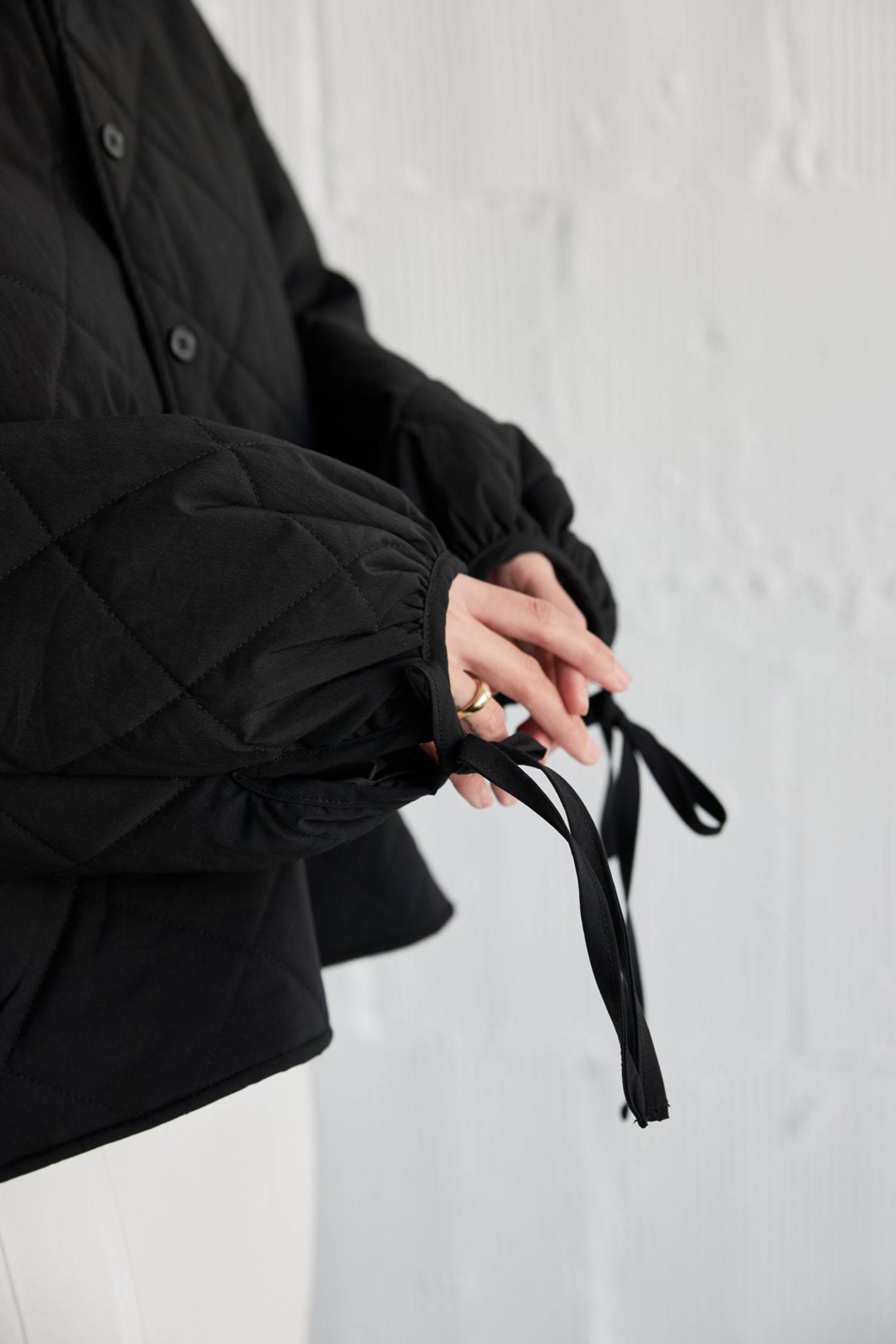 8406248915165, The Cameron Jacket, Outerwear, All Row, Adjustable Cords,autumn,Black,Bone,Buttons,Casual,cf-color-black,cf-color-bone,cf-color-olive,cf-size-l,cf-size-m,cf-size-s,cf-vendor-all-row,Comfortable,Fall,final-sale,finalsale,Front Pockets,Jacket,Layers,Long Sleeve,mid-autumn,modref,new,Olive,Outerwear,Pockets,Quilted,Quilted Jacket,Relaxed,sale,tan,Warm,Winter,Women's,Zipper, Information The Cameron Jacket is an oversized button-down jacket featuring front welt pockets and drop shoulders for a rel