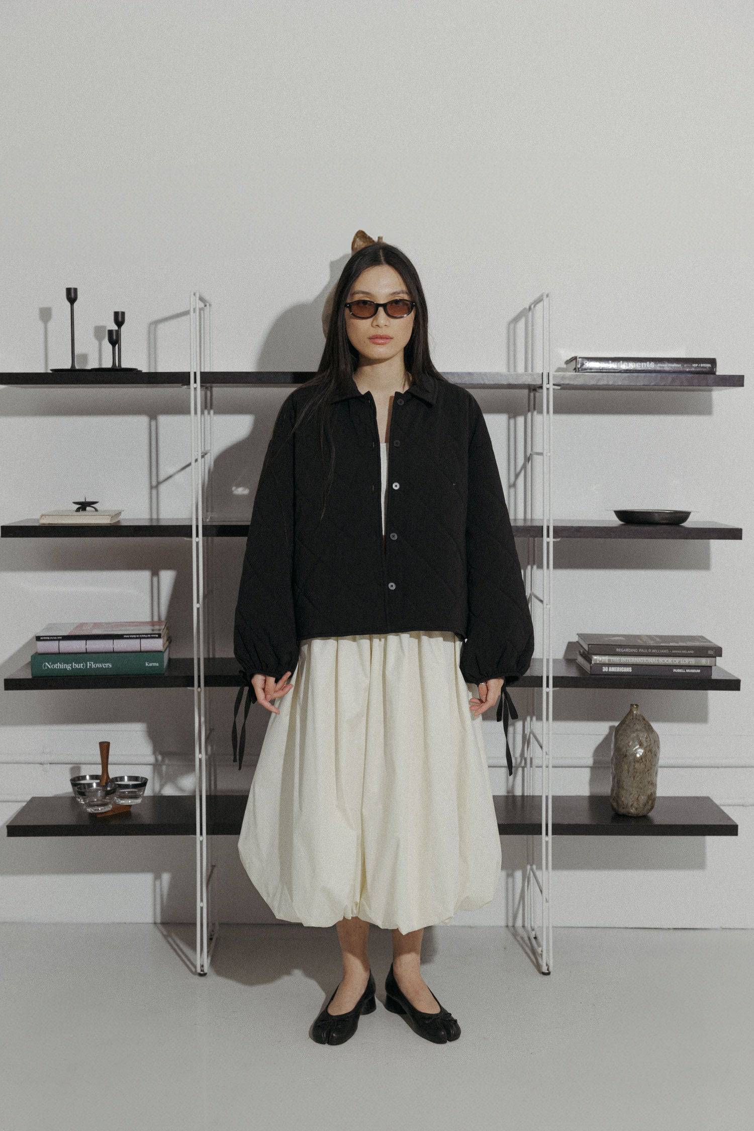 8406248915165, The Cameron Jacket, Outerwear, All Row, Adjustable Cords,autumn,Black,Bone,Buttons,Casual,cf-color-black,cf-color-bone,cf-color-olive,cf-size-l,cf-size-m,cf-size-s,cf-vendor-all-row,Comfortable,Fall,final-sale,finalsale,Front Pockets,Jacket,Layers,Long Sleeve,mid-autumn,modref,new,Olive,Outerwear,Pockets,Quilted,Quilted Jacket,Relaxed,sale,tan,Warm,Winter,Women's,Zipper, Information The Cameron Jacket is an oversized button-down jacket featuring front welt pockets and drop shoulders for a rel