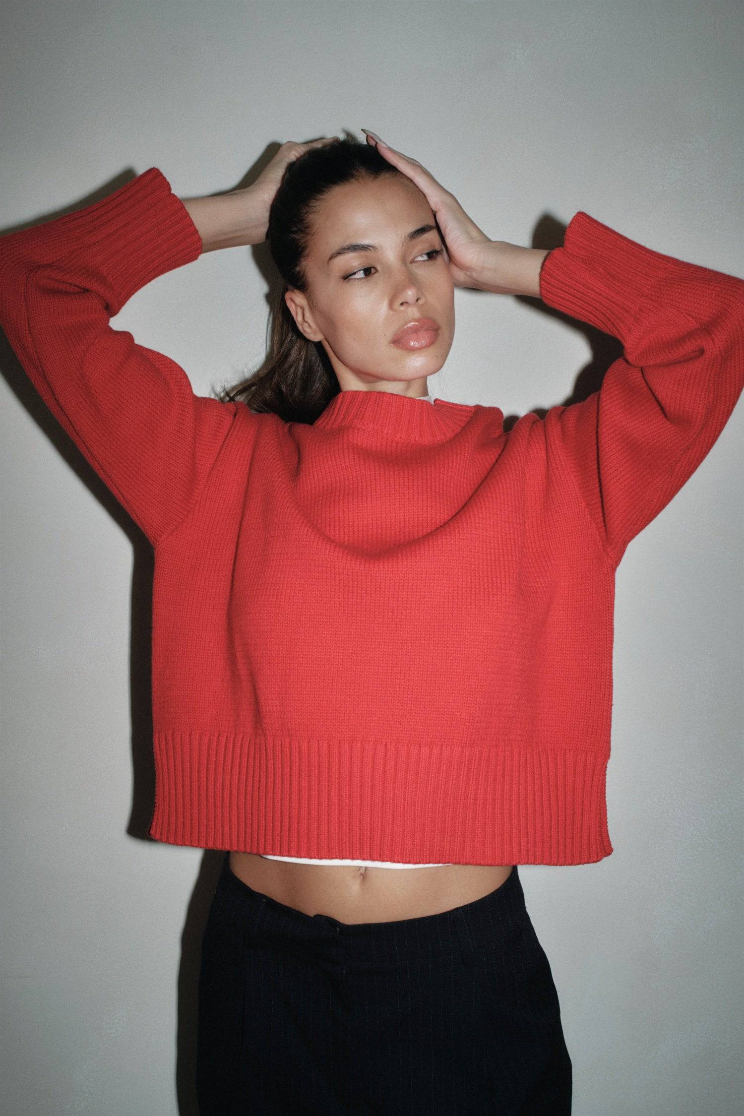 8809536323805, The Asher Sweater, Tops, All Row, All Row,allrow,Black,brown,Button Down Shirt,Button up,buttons,Cardigan,cf-color-black,cf-color-brown,cf-size-l,cf-size-m,cf-size-s,Comfortable,Crew Neck,Crew Neckline,Everyday,longsleeve,Matching Set,set,Sets,stretch,Stretchy,taupe,tonal buttons,Transitional,Womens,womens top, Information The Asher Sweater is an oversized cropped pullover sweater with a classic rib detail at the neckline and hem. The semi-cropped length ensures a proportional fit and the mid