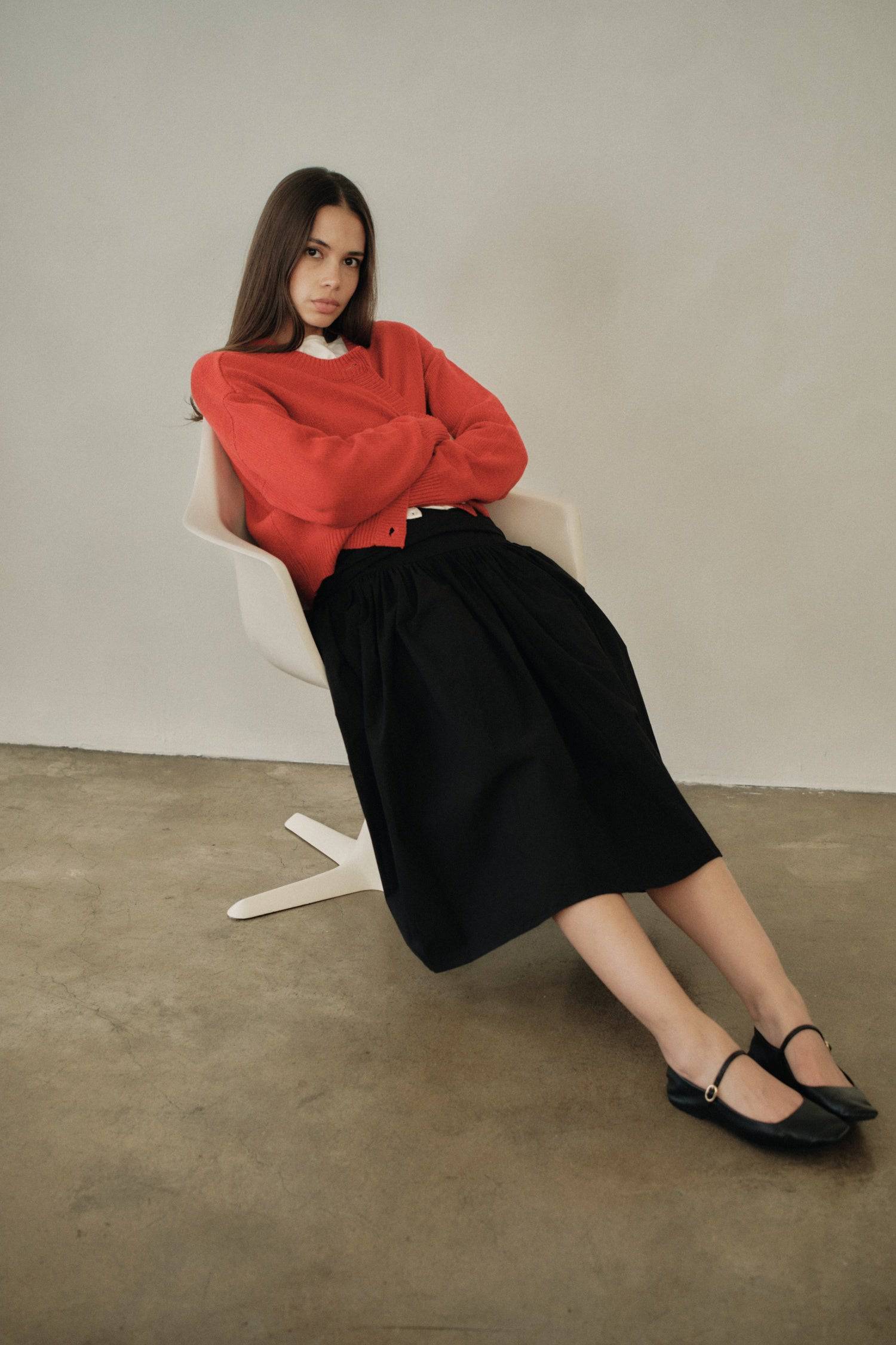 8302393393373, The Mariana Skirt, Bottoms, All Row, beige,Black,Bottom,Bottoms,Breathable,cf-color-black,cf-color-white,cf-size-l,cf-size-m,cf-size-s,cf-vendor-all-row,Comfortable,everyday,flowy,High Waist,Lime,Matching Set,Midi Skirt,POPLIN,Relaxed Fit,ruched,ruching,Semi-Formal,set,Sets,Skirt,spring,Summer,versatile,white,womens, Information The Mariana Skirt is an elevated midi skirt with wrap detailing at the waistline. It features a full, flowing design and an invisible back zipper for a seamless finis