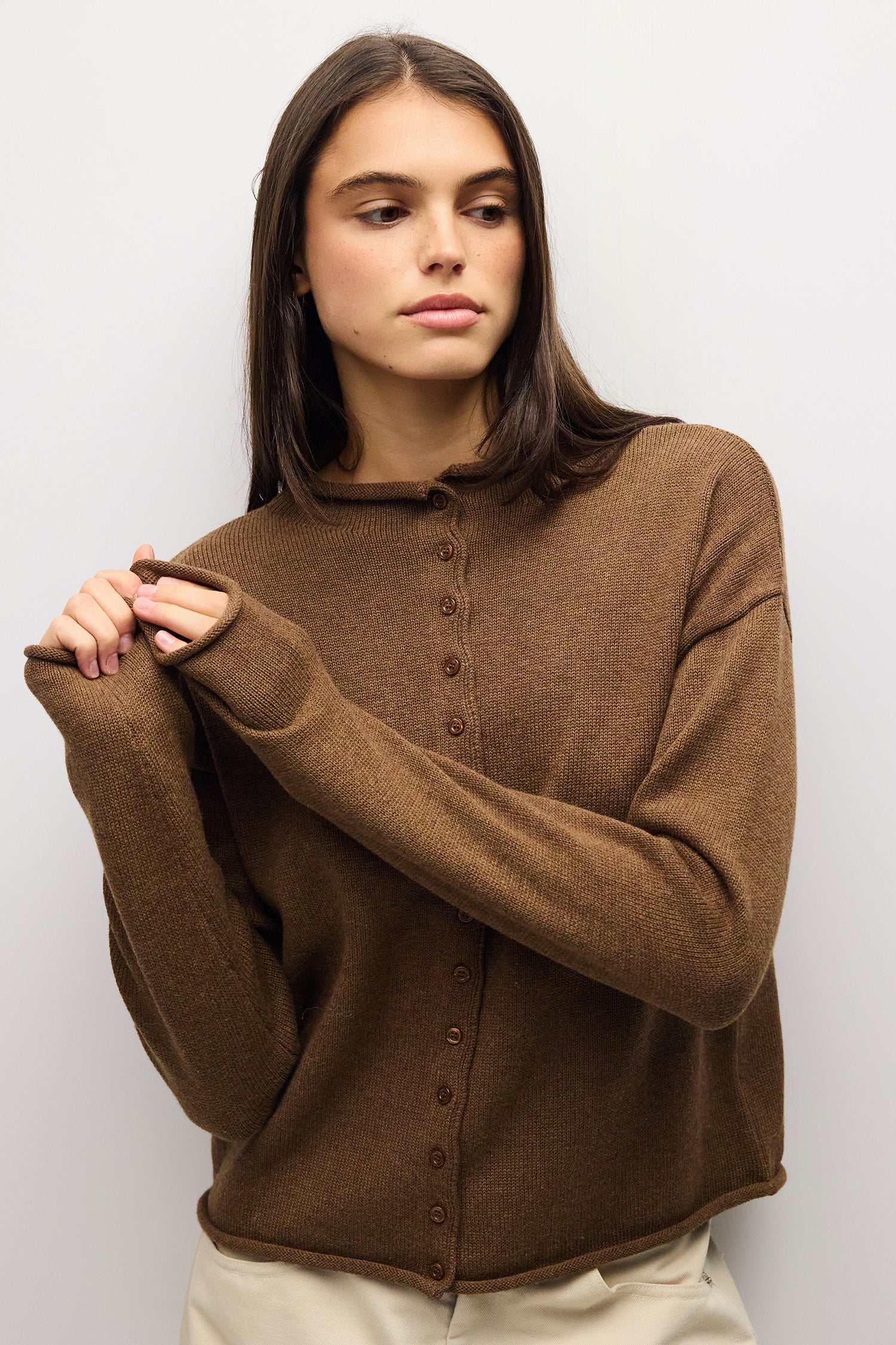トップス MARNO Marguerite cardigan brown The Marlo Cardigan