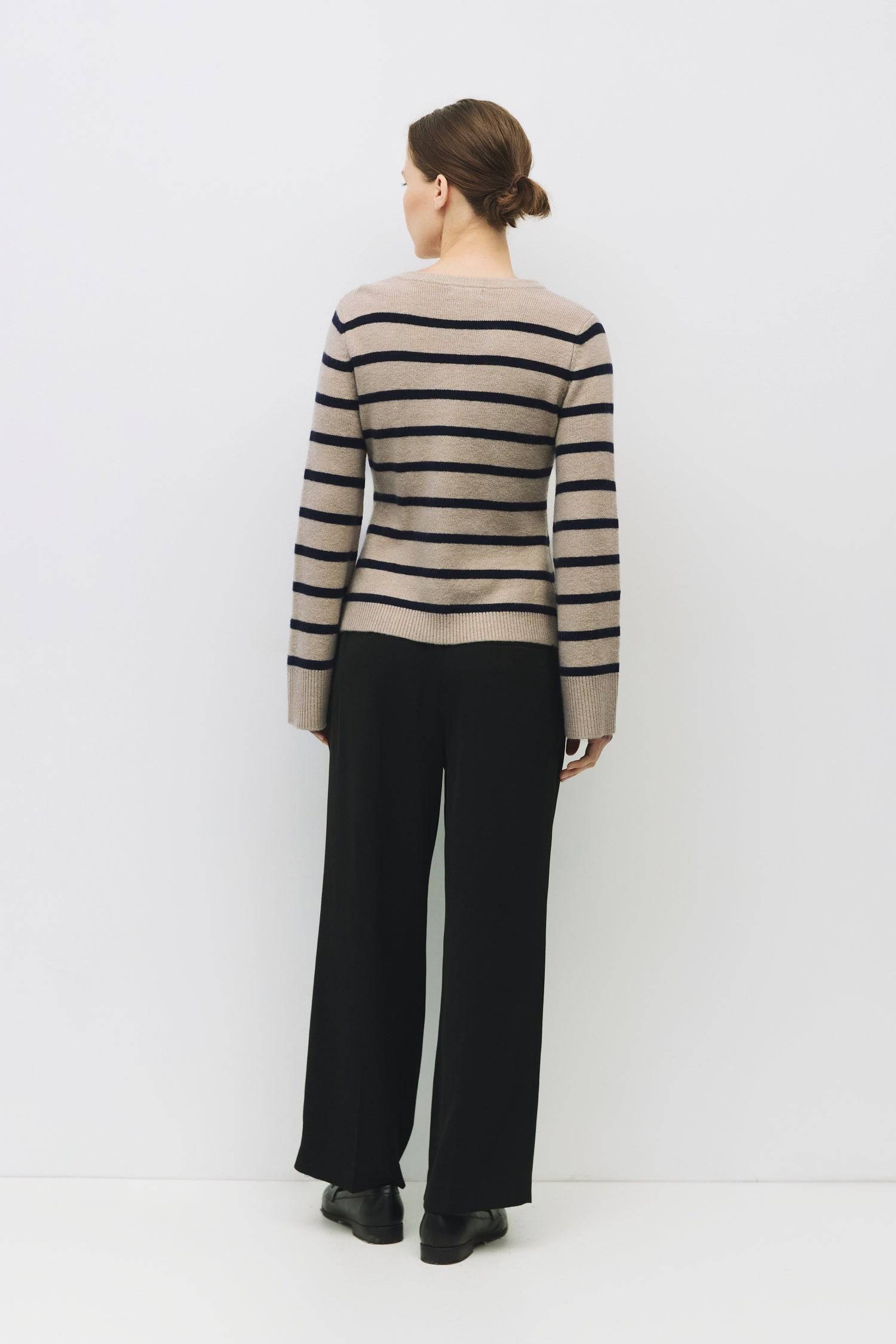 8983737860317, The Cindy Cardigan, Outerwear, Mod Ref, Acrylic,beige,bell sleeves,Black,Button up,Cardigan,Casual,cf-color-beige,cf-color-black,cf-color-oatmeal,cf-size-l,cf-size-m,cf-size-s,cf-size-xl,cf-size-xs,cf-vendor-mod-ref,Colder Seasons,Collar,collared,Cotton,fall,heavy weight,Knit,Matching Set,Mod Ref,modref,new,nylon,Oatmeal,polyester,Pullover,Rib Knit,semi-cropped,set,Sets,shawl,shawl collar,Soft Knit,tonal,Transitional,winter,Women's, Information The Cindy Cardigan is a striped button-up with a