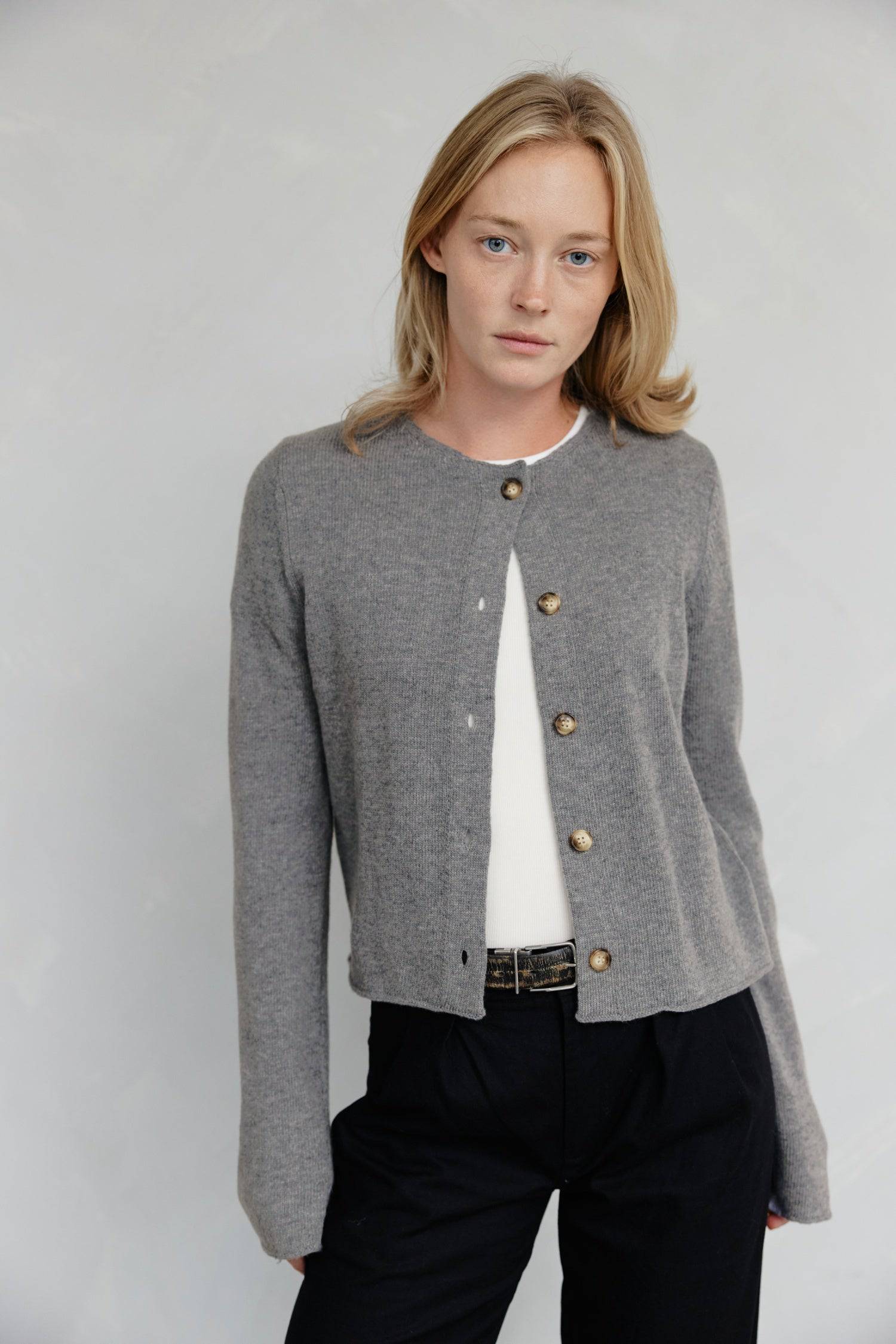 8364338381021, The Molly Cardigan, Outerwear, Mod Ref, Acrylic,beige,Blue,Cardigan,Casual,cf-color-beige,cf-color-blue,cf-color-grey,cf-color-sage,cf-size-l,cf-size-m,cf-size-s,cf-size-xl,cf-size-xs,cf-vendor-mod-ref,Cropped,cropped hemline,Everyday,fall,Grey,Heather Grey,Mod Ref,modref,new,polyester,polyurethane,Pullover,Sage,set,Sets,Sweater,Transitional,Women's, Information The Molly Cardigan is a chic light-weight knit cardigan. The cropped length offers a modern touch to a classic design. It also featu