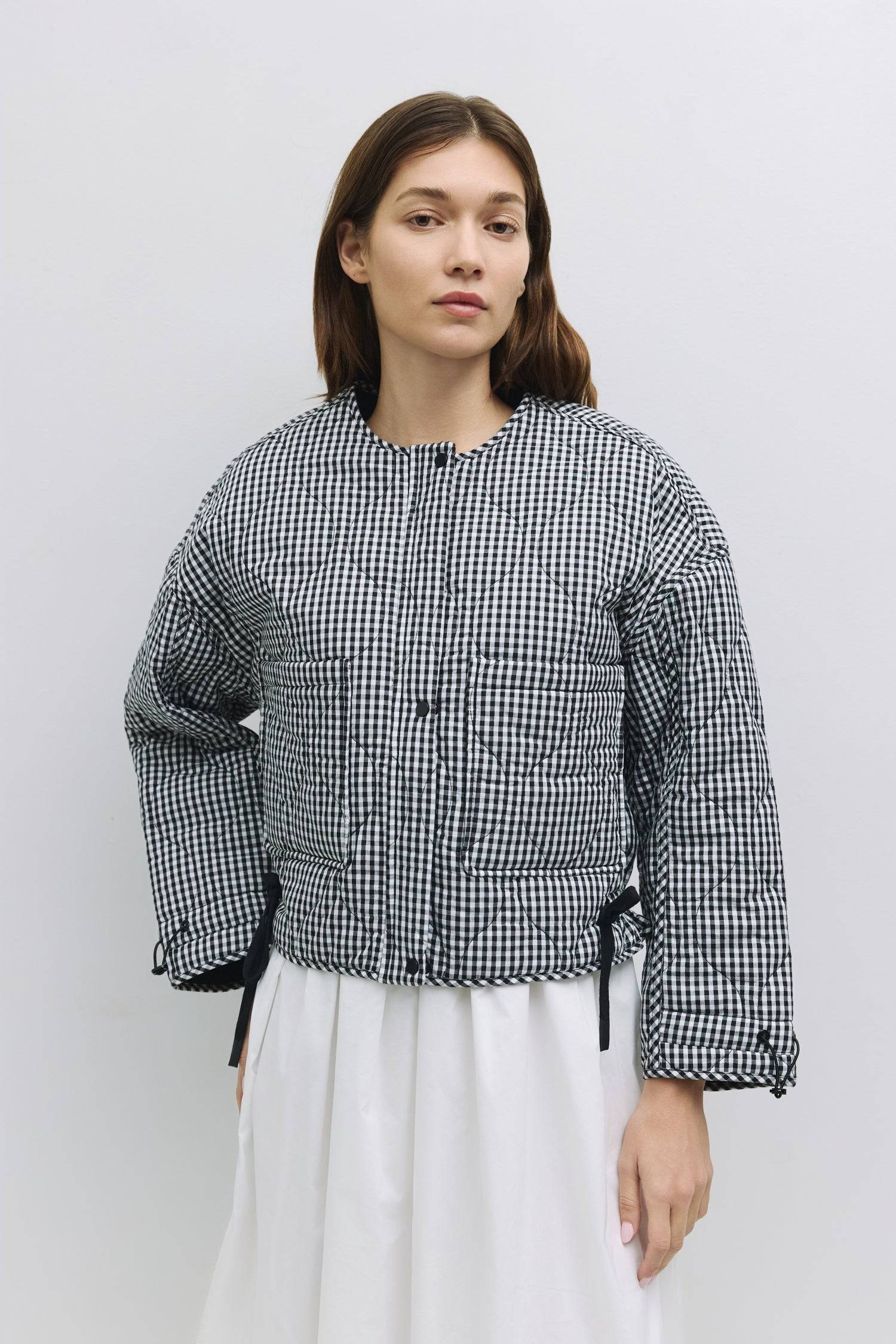 8767783665885, The Rochelle Jacket, Outerwear, Mod Ref, Adjustable Cords,autumn,Black,Buttons,Casual,cf-color-black,cf-color-olive,cf-color-tan,cf-size-l,cf-size-m,cf-vendor-mod-ref,Comfortable,Fall,Front Pockets,Jacket,Layers,Long Sleeve,mid-autumn,modref,new,Olive,Outerwear,Pockets,Quilted,Quilted Jacket,Relaxed,tan,Warm,Winter,Women's,Zipper, Information The Rochelle Jacket is a fresh take on our best-selling Kara Jacket designed with a buttery cotton fabrication and contrasting solid color lining. The j