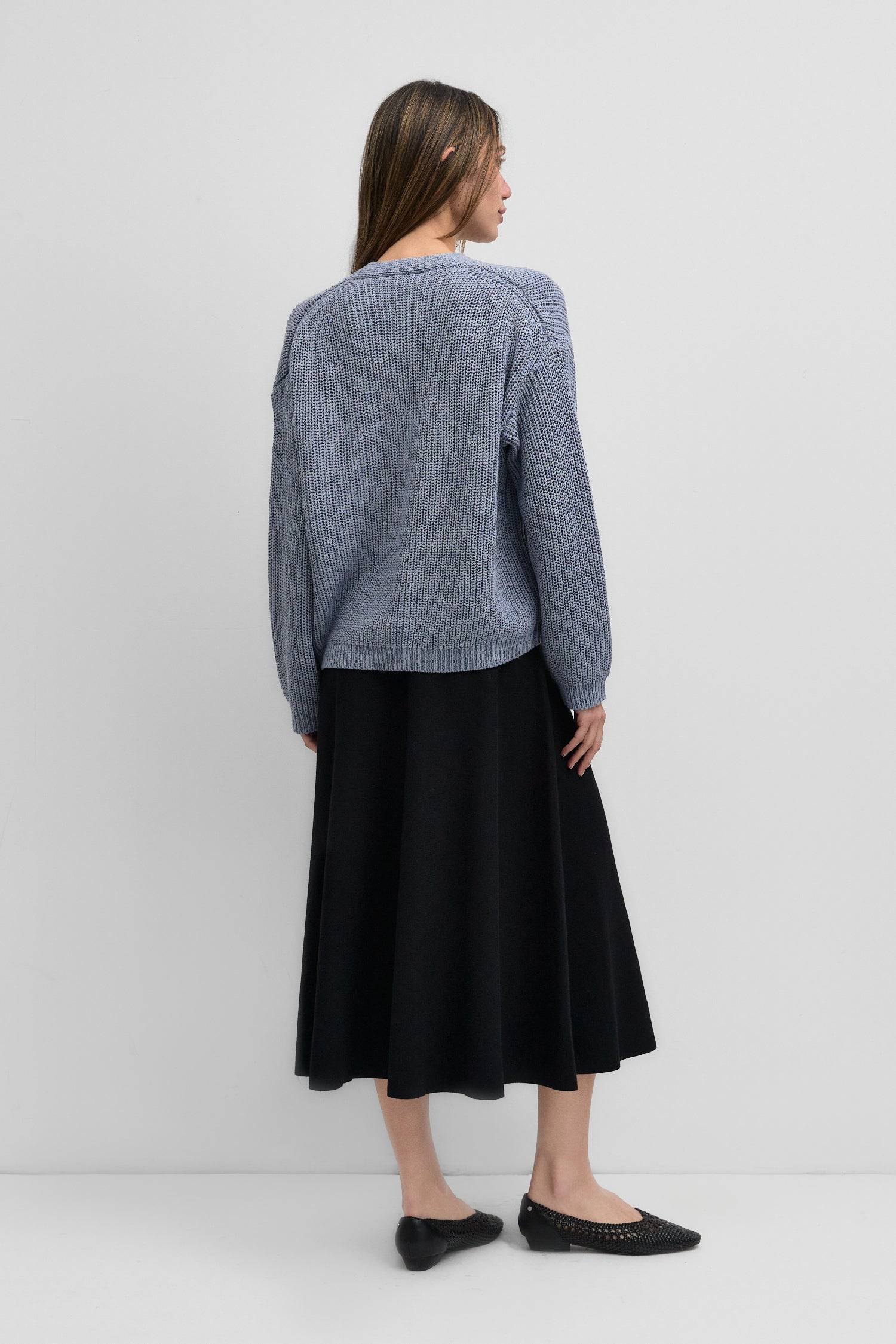 8831739330781, The Willow Cardigan, Tops, Mod Ref, Basic,Basics,Black,Blue,Cardigan,Casual,cf-color-black,cf-color-blue,cf-size-l,cf-size-m,cf-size-s,cf-vendor-mod-ref,Collar,collared,Collared Top,Comfort,Comfortable,Contemporary,Cotton,Everyday,Fall,final-sale,finalsale,fundraiser,Grey,layering,Layers,Minimal,minimalist,Mod Ref,modref,new,Oversized,sale,Sweater,Sweater Top,Tops,v neckline,Winter,Womens,Wool, Information The Willow Cardigan is a chunky v-neck cardigan complete with a fisherman knit and semi