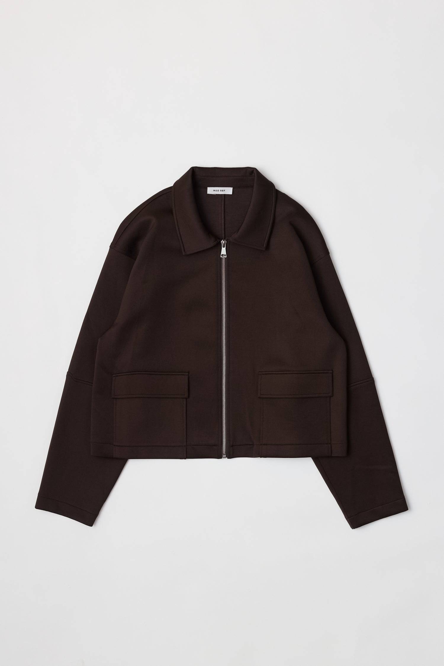 8831738773725, The Maelle Jacket, Outerwear, Mod Ref, Black,Button,Buttons,Casual,cf-color-black,cf-color-brown,cf-size-l,cf-size-m,cf-size-s,cf-vendor-mod-ref,Coat,Collar,collared,Collared Jacket,Comfort,Comfortable,Details,Everyday,Front Pocket,Front Pockets,layer,layered,layering,Layers,Long,Long Sleeve,modref,new,Outerwear,Oversized,Patch Pockets,Pocket,Pockets,Stitch,Stitching,Womens, Information The Maelle Jacket is a semi-cropped jacket made from heavy-weight scuba fabric and features structured slee