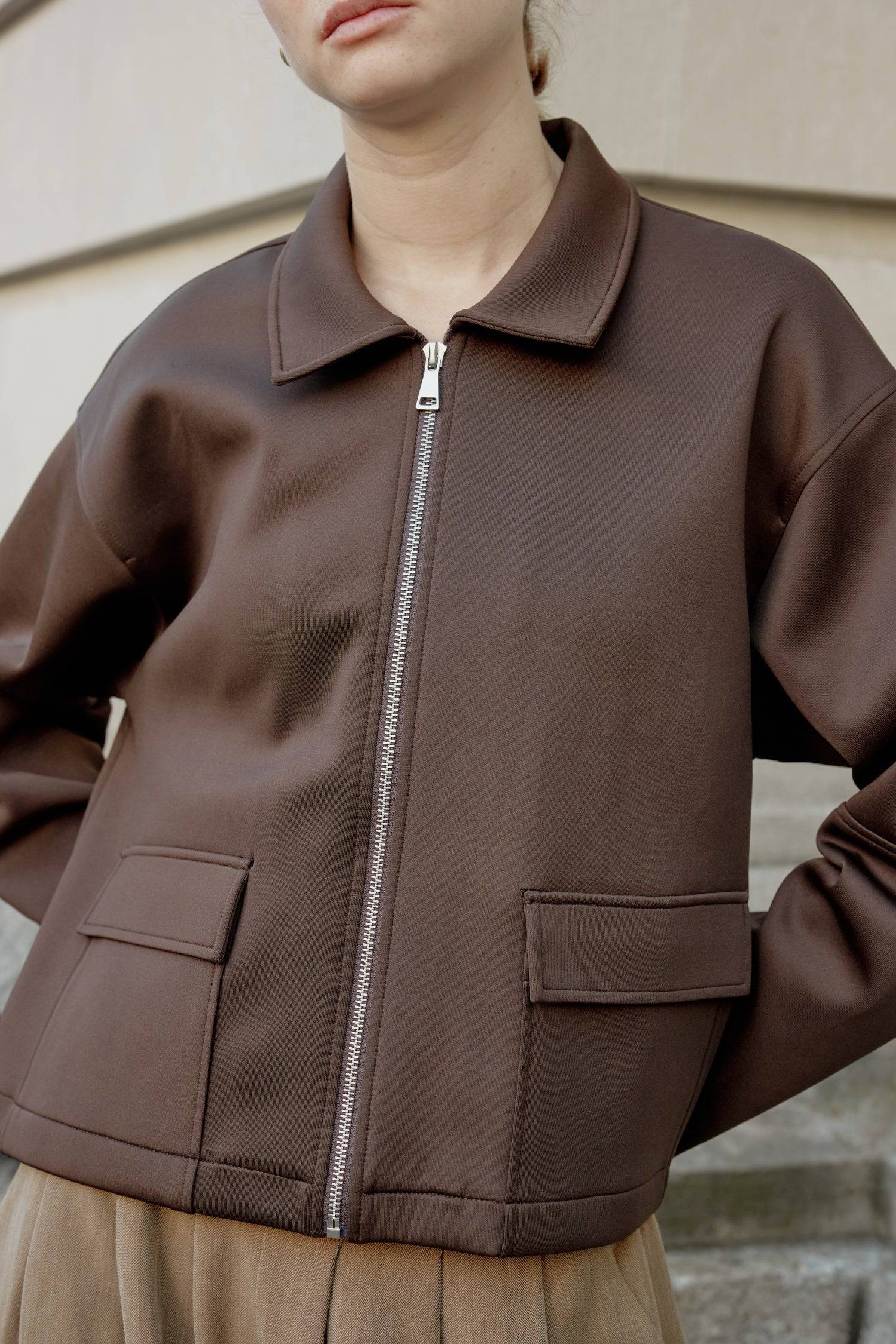 8831738773725, The Maelle Jacket, Outerwear, Mod Ref, Black,Button,Buttons,Casual,cf-color-black,cf-color-brown,cf-size-l,cf-size-m,cf-size-s,cf-vendor-mod-ref,Coat,Collar,collared,Collared Jacket,Comfort,Comfortable,Details,Everyday,Front Pocket,Front Pockets,layer,layered,layering,Layers,Long,Long Sleeve,modref,new,Outerwear,Oversized,Patch Pockets,Pocket,Pockets,Stitch,Stitching,Womens, Information The Maelle Jacket is a semi-cropped jacket made from heavy-weight scuba fabric and features structured slee