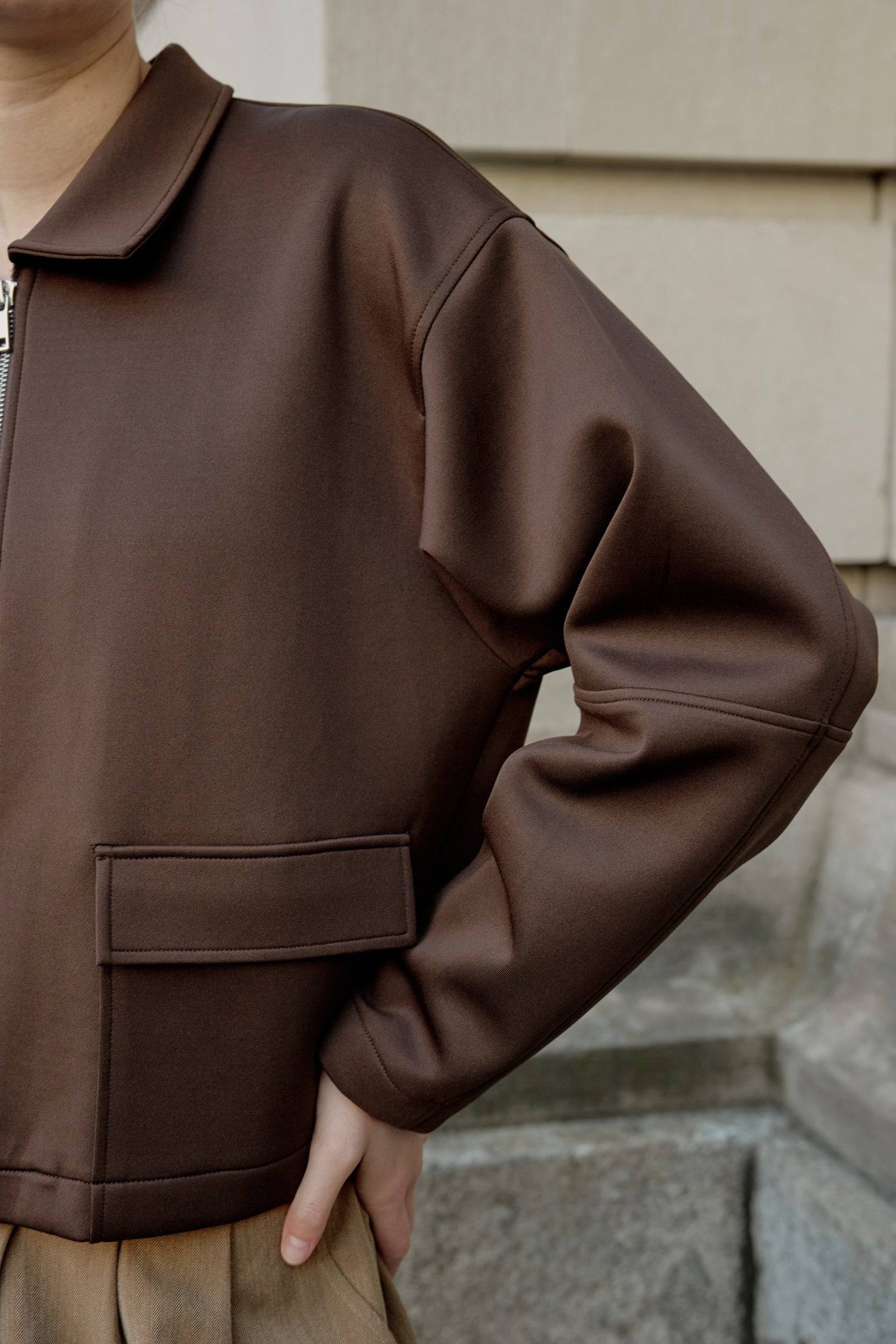 8831738773725, The Maelle Jacket, Outerwear, Mod Ref, Black,Button,Buttons,Casual,cf-color-black,cf-color-brown,cf-size-l,cf-size-m,cf-size-s,cf-vendor-mod-ref,Coat,Collar,collared,Collared Jacket,Comfort,Comfortable,Details,Everyday,Front Pocket,Front Pockets,layer,layered,layering,Layers,Long,Long Sleeve,modref,new,Outerwear,Oversized,Patch Pockets,Pocket,Pockets,Stitch,Stitching,Womens, Information The Maelle Jacket is a semi-cropped jacket made from heavy-weight scuba fabric and features structured slee