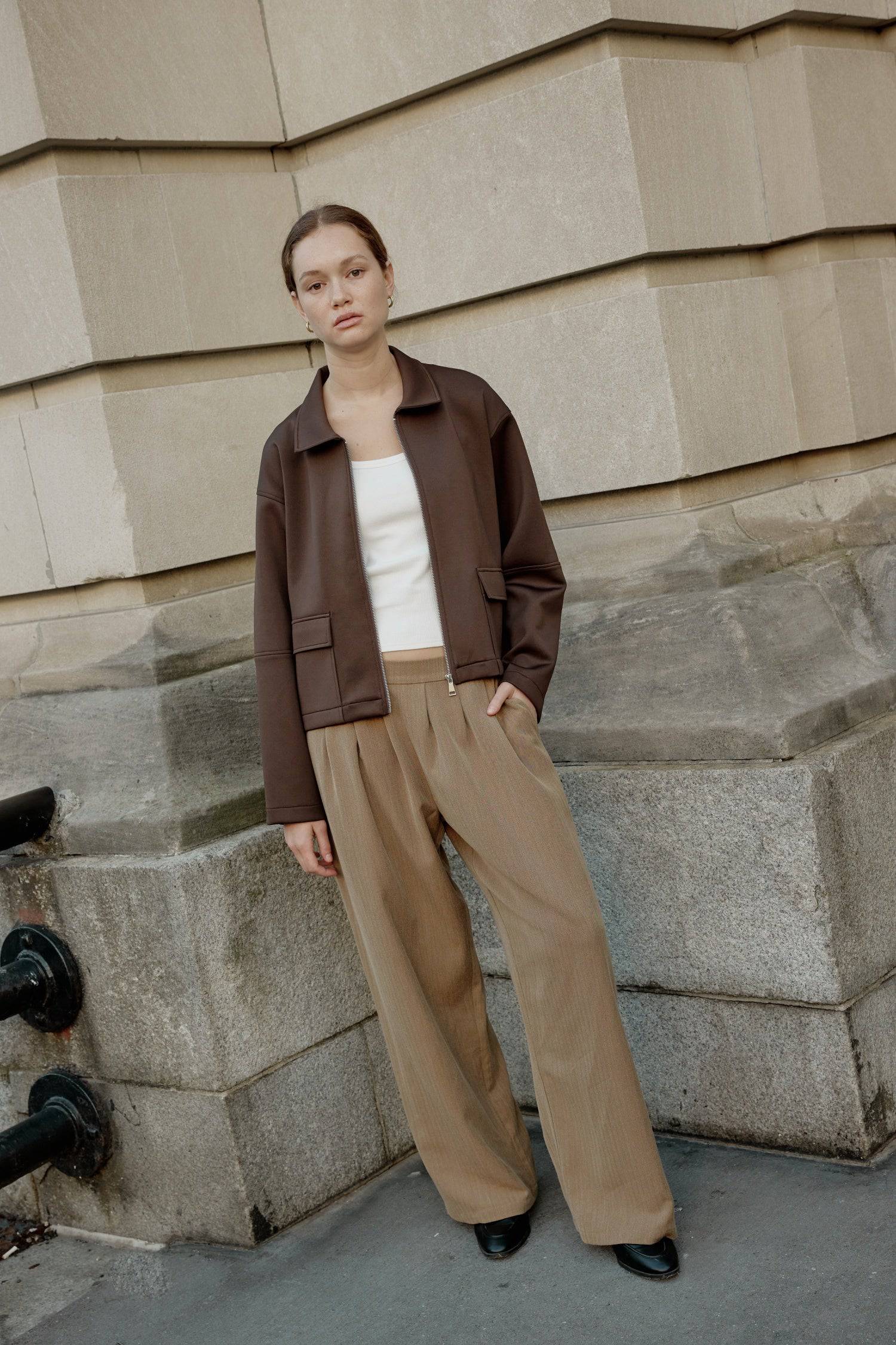 8831738773725, The Maelle Jacket, Outerwear, Mod Ref, Black,Button,Buttons,Casual,cf-color-black,cf-color-brown,cf-size-l,cf-size-m,cf-size-s,cf-vendor-mod-ref,Coat,Collar,collared,Collared Jacket,Comfort,Comfortable,Details,Everyday,Front Pocket,Front Pockets,layer,layered,layering,Layers,Long,Long Sleeve,modref,new,Outerwear,Oversized,Patch Pockets,Pocket,Pockets,Stitch,Stitching,Womens, Information The Maelle Jacket is a semi-cropped jacket made from heavy-weight scuba fabric and features structured slee