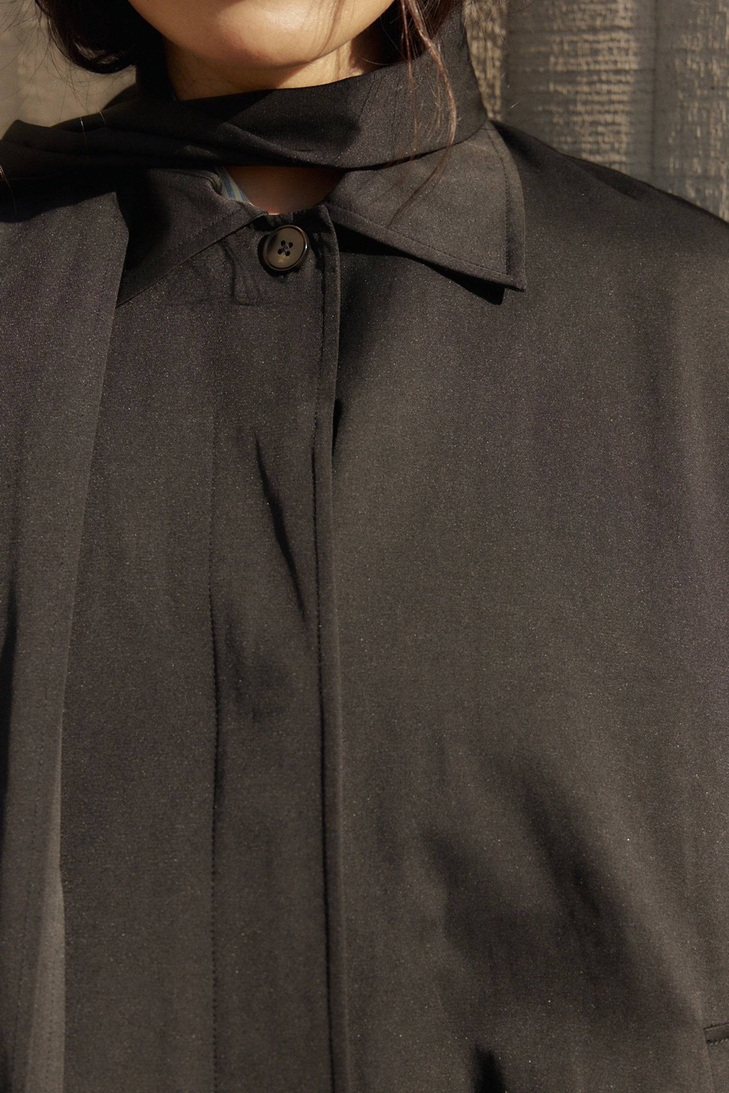 8828669198557, The Cove Coat, Outerwear, Mod Ref, attached scarf,Black,cf-color-black,cf-color-khaki,cf-size-l,cf-size-m,cf-size-s,cf-vendor-mod-ref,Coat,coat jacket,Comfort,Comfortable,Detail,Details,Fall,layer,layering,Layers,Long,Long Sleeve,modref,new,Outerwear,Oversized,Oversized Coat,Peacoat,Pockets,scarf,Spring,Summer,Transitional,Trench,Trench Coat,Womens, Information The Cove Coat offers an effortless chic style. It sits slightly below the hips for a trendy look and includes an attachable scarf for