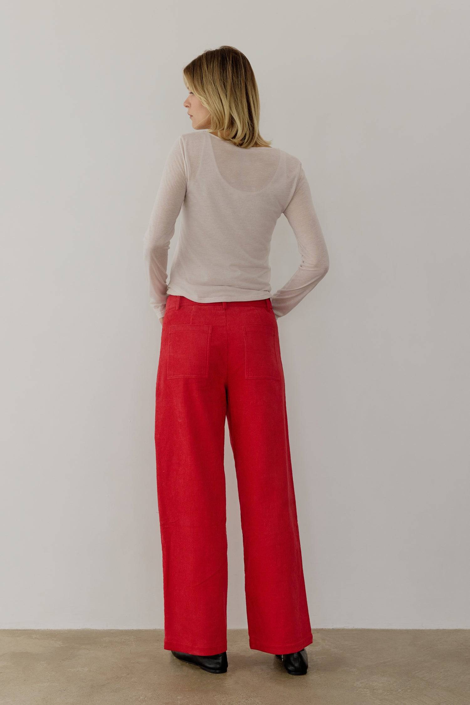 8767796707549, The Nadya Pants, Bottoms, All Row, All Row,allrow,Black,Bottom,Bottoms,Casual,cf-color-black,cf-color-red,cf-color-white,cf-size-l,cf-size-m,cf-size-s,cf-vendor-all-row,collared,Corduroy,corduroy pants,Cotton,Pants,Red,Relaxed,Relaxed Fit,sale,Vintage,Washed,Womens, Information The Nadya Pants are full-length corduroy pants with medium-weight fabrication that's perfect for any season. The mid-waist and straight legs offer a timeless silhouette, while the four patch pockets add a functional el