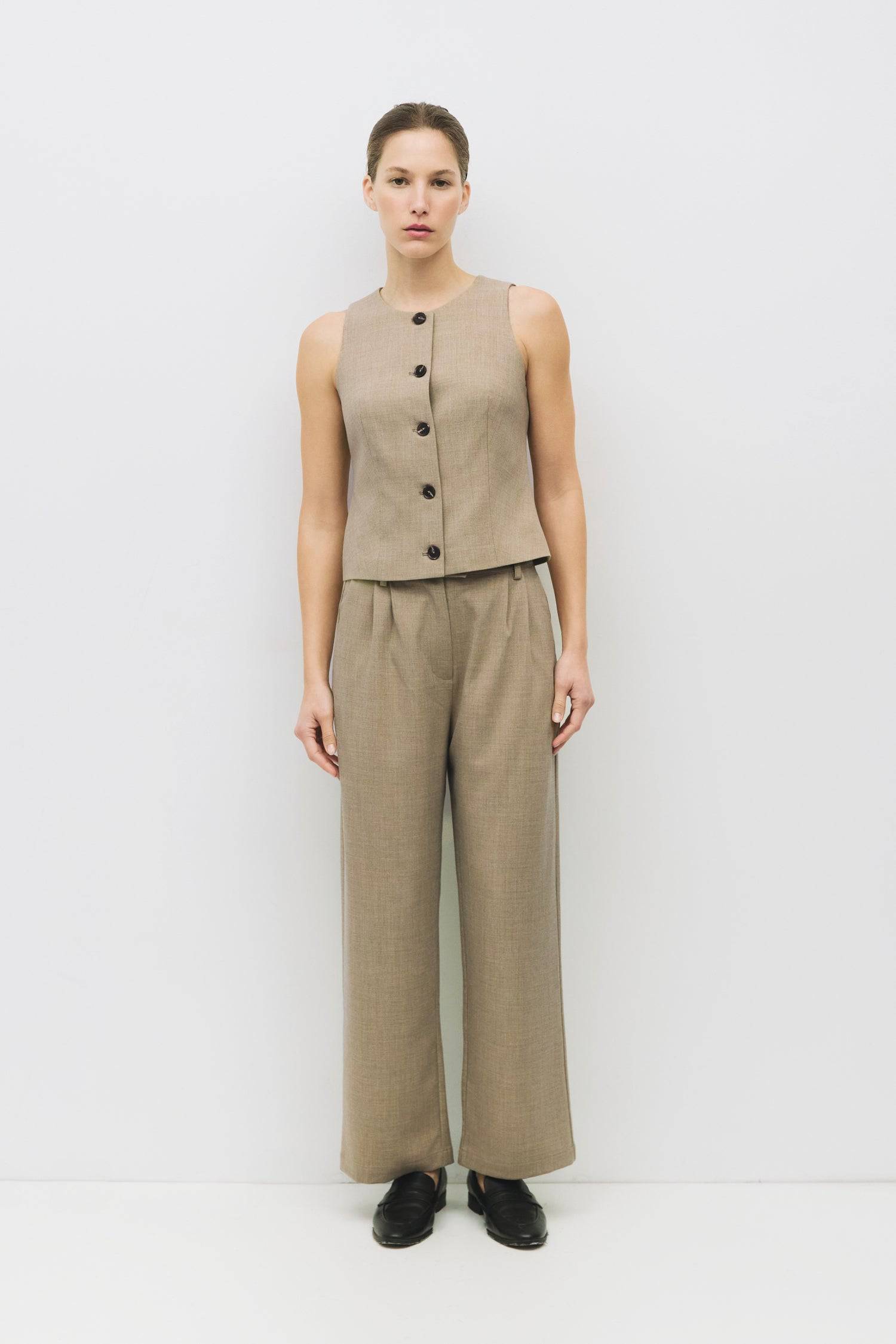 8982668116189, The Andrea Pants, Bottoms, Mod Ref, Basic,Basics,Bottoms,Casual,cf-size-l,cf-size-m,cf-size-s,cf-vendor-mod-ref,Comfortable,Everyday,Front Pocket,Long Pants,mid rise,modref,Pants,Patch Pockets,Pleated,Pockets,Sets,Spring,straight fit,Transitional,white,women,Womens, Information The Andrea Pants are a timeless wardrobe staple. These pleated trousers feature a relaxed fit, side and back pockets, and a clean finish with a hidden hook-and-eye closure. Pair it with The Andrea Top (TMR0092) for a m