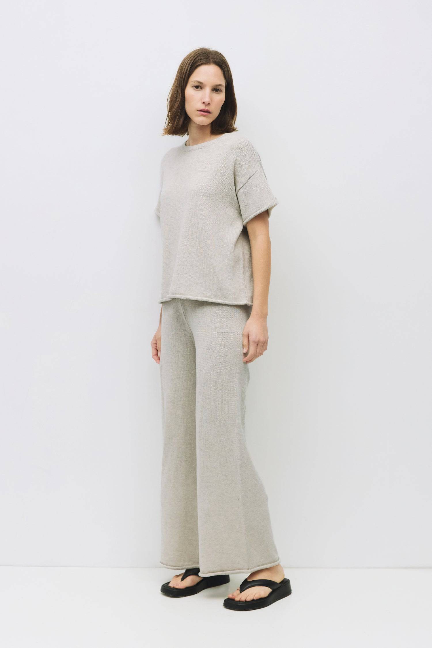 9045198602461, The Colleen Pants, Bottoms, Mod Ref, Basic,Basics,Bottoms,Casual,cf-color-oatmeal,cf-size-l,cf-size-m,cf-size-s,cf-vendor-mod-ref,Comfortable,Elastic,Elastic Waist,Everyday,Front Pocket,Long Pants,matching,Matching Set,mid rise,mid weight,modref,Oatmeal,Pants,Patch Pockets,Pleated,Pockets,raw hem,rolled hem,Sets,Spring,straight fit,Transitional,women,Womens, Information The Colleen Pants are wide-leg knit trousers with a relaxed fit and raw roll-up hem detailing for a laid-back vibe. Made fro