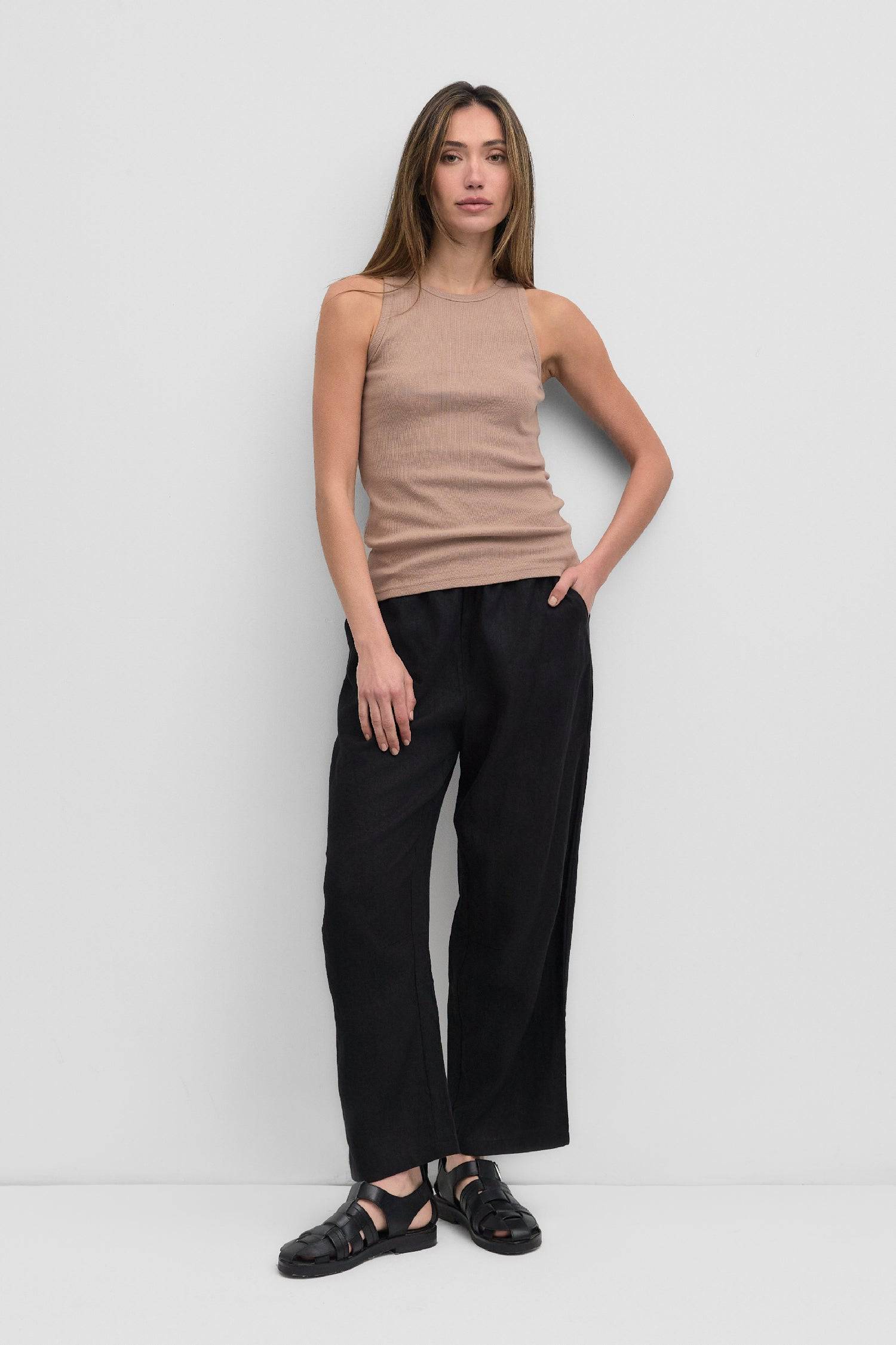 8668664299741, The Robin Pants, Bottoms, Mod Ref, barrel leg,Black,Breathable,brown,Casual,cf-color-black,cf-color-brown,cf-color-natural,cf-size-l,cf-size-m,cf-size-s,cf-vendor-mod-ref,Comfort,Comfortable,everyday,final-sale,finalsale,Khaki,Linen,linen-blend,Lining,Long Pants,Matching Set,natural,new,Pants,Relaxed,Relaxed Fit,sale,spring,straight leg,Summer,white,Wide Leg Pants,womens, Information Stay effortlessly cool and comfortable in these barrel-leg linen pants, boasting a relaxed fit that exudes lai