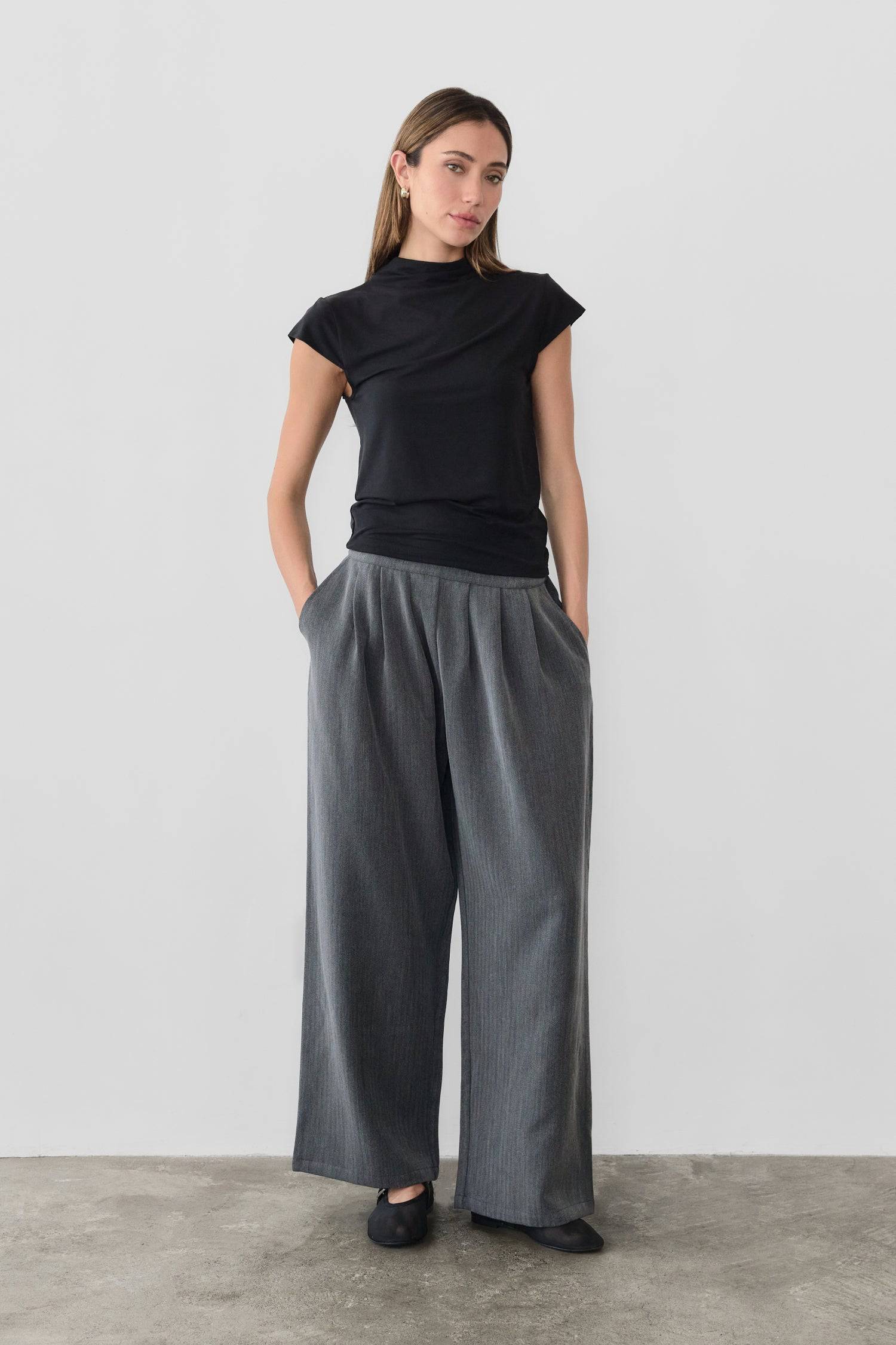 8722358665437, The Kerry Pants, Bottoms, Mod Ref, Basic,Basics,Belt Loops,Bottoms,brown,Business Casual,cf-color-brown,cf-color-grey,cf-color-natural,cf-size-l,cf-size-m,cf-size-s,cf-vendor-mod-ref,Grey,herringbone,Long Pants,Matching Set,mid rise,modref,natural,Pants,Pleated,Sets,Spring,straight fit,Transitional,women,Womens, Information The Kerry Pants are your classic full-length herringbone trousers designed with a front pleat and an elasticated back waist for added comfort. Style it with The Kerry Blaz