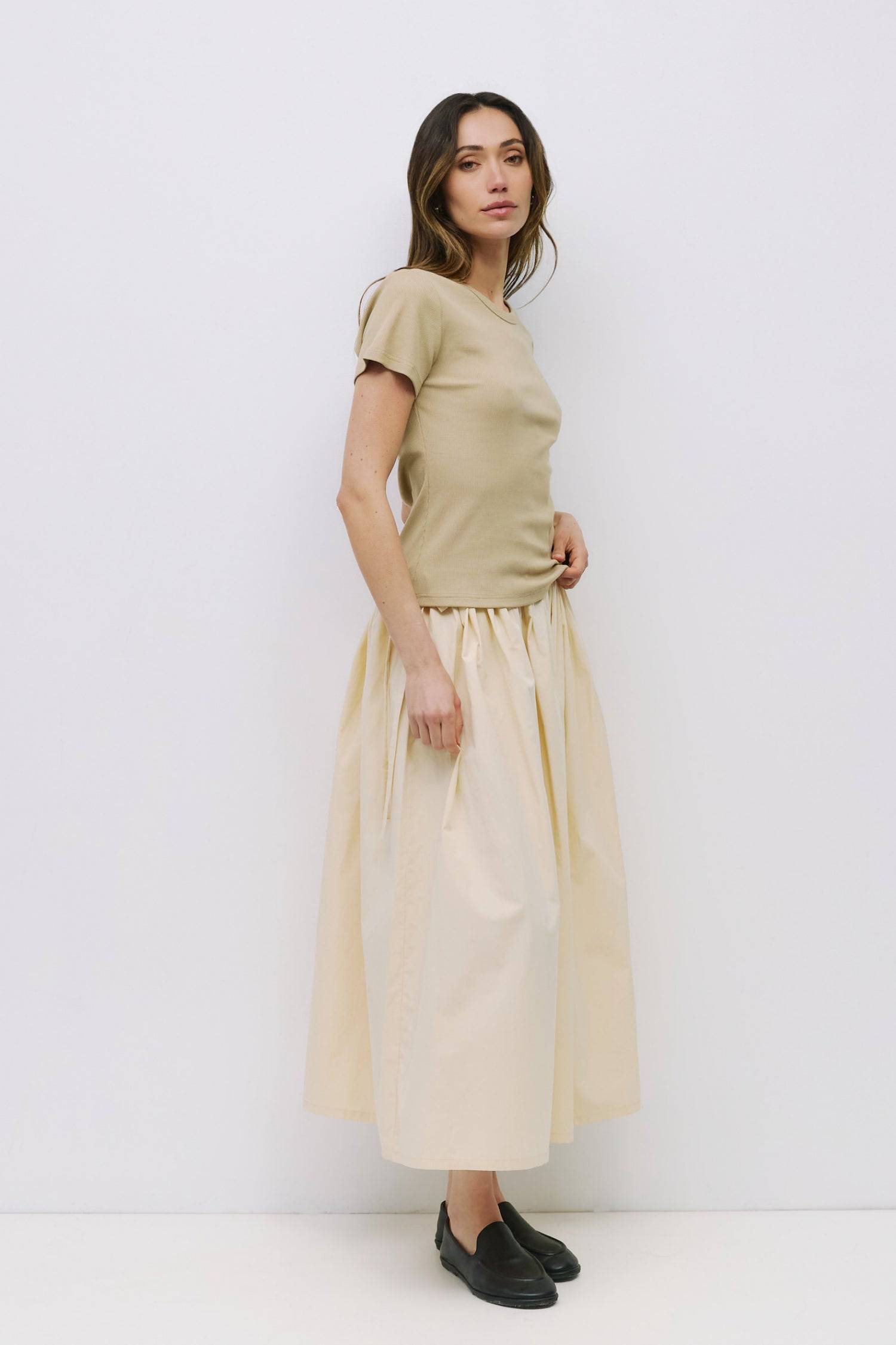 8994991636701, The Kiana Skirt, Bottoms, All Row, Black,Bottom,Bottoms,Breathable,cf-color-black,cf-color-white,cf-color-yellow,cf-size-l,cf-size-m,cf-size-s,cf-vendor-all-row,Comfortable,everyday,High Waist,Midi Skirt,new,Skirt,spring,Summer,versatile,white,womens, Information The Kiana Skirt features adjustable ties on either side of the waist for a customizable fit. Crafted from midweight fabric, it offers a flattering silhouette with a relaxed, effortless vibe. Details 100% Cotton Adjustable Side Waist