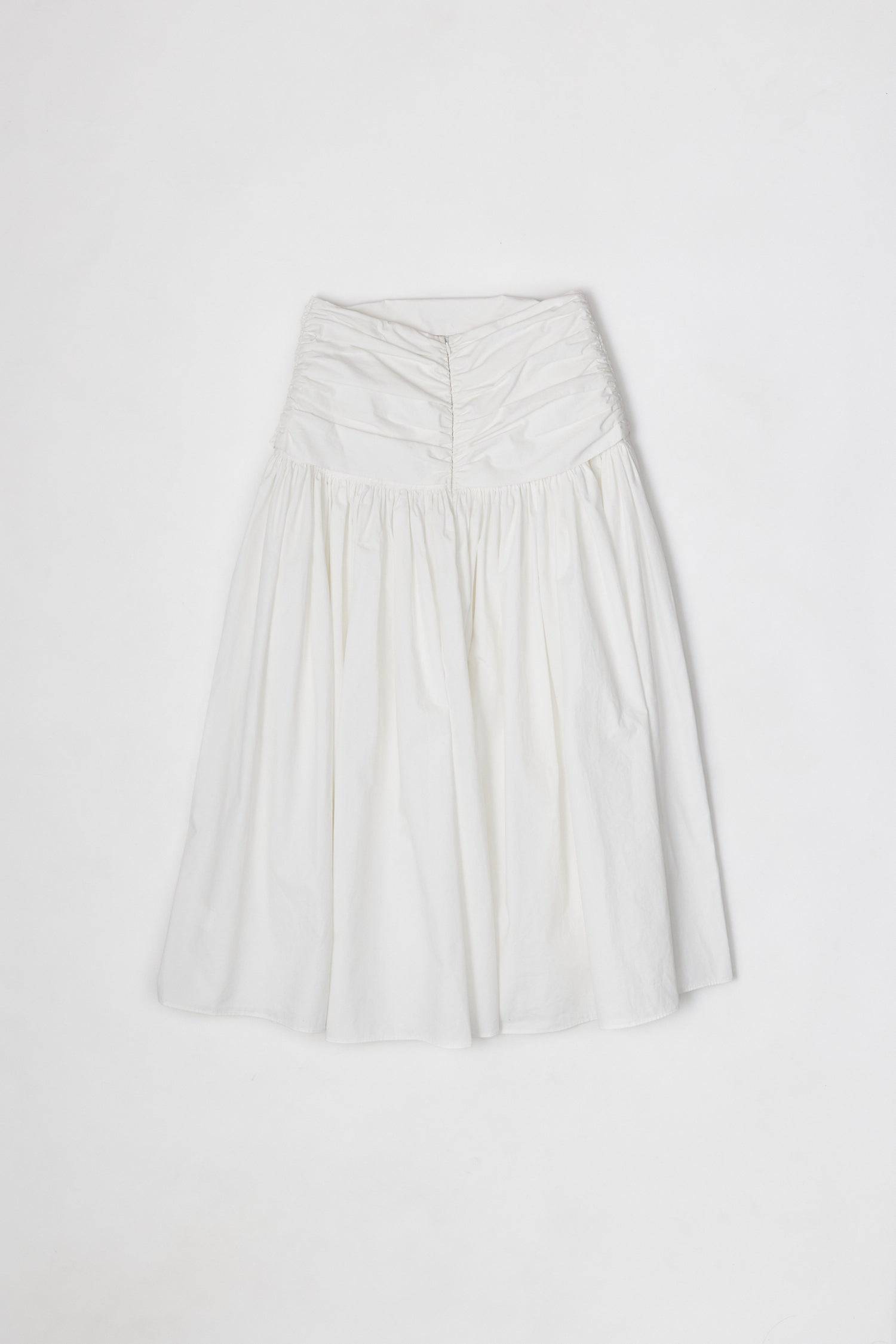 8302393393373, The Mariana Skirt, Bottoms, All Row, beige,Black,Bottom,Bottoms,Breathable,cf-color-black,cf-color-white,cf-size-l,cf-size-m,cf-size-s,cf-vendor-all-row,Comfortable,everyday,flowy,High Waist,Lime,Matching Set,Midi Skirt,POPLIN,Relaxed Fit,ruched,ruching,Semi-Formal,set,Sets,Skirt,spring,Summer,versatile,white,womens, Information The Mariana Skirt is an elevated midi skirt with wrap detailing at the waistline. It features a full, flowing design and an invisible back zipper for a seamless finis