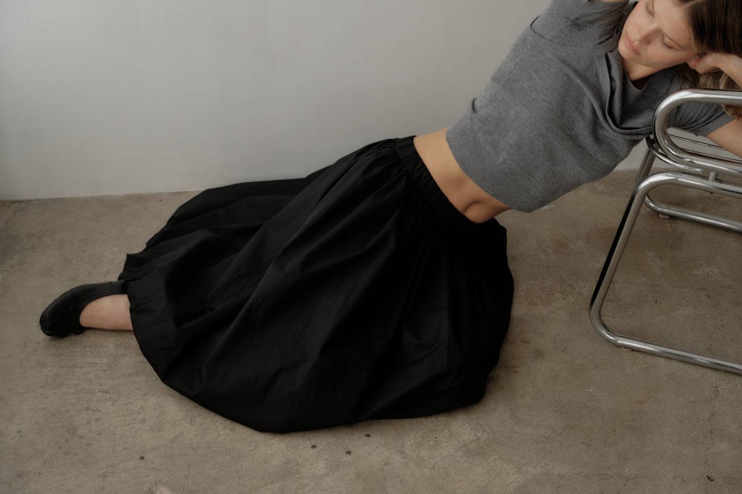 8466464997597, The Bella Skirt, Skirt, All Row, Black,Blue,Bottom,Bottoms,bubble,bubble skirt,cf-color-black,cf-color-natural,cf-size-l,cf-size-m,cf-size-s,Comfortable,Elastic,Elastic Waistband,everyday,flowy,ivory,Light Blue,matching,Midi Skirt,Mod Ref,Skirt,skirts,spring,Summer,womens, Information The Bella Skirt is a playful midi-length bubble skirt. It features an elasticated waist for a comfortable and adjustable fit. The length and bubble effect hem add volume and movement to the silhouette. Pair this