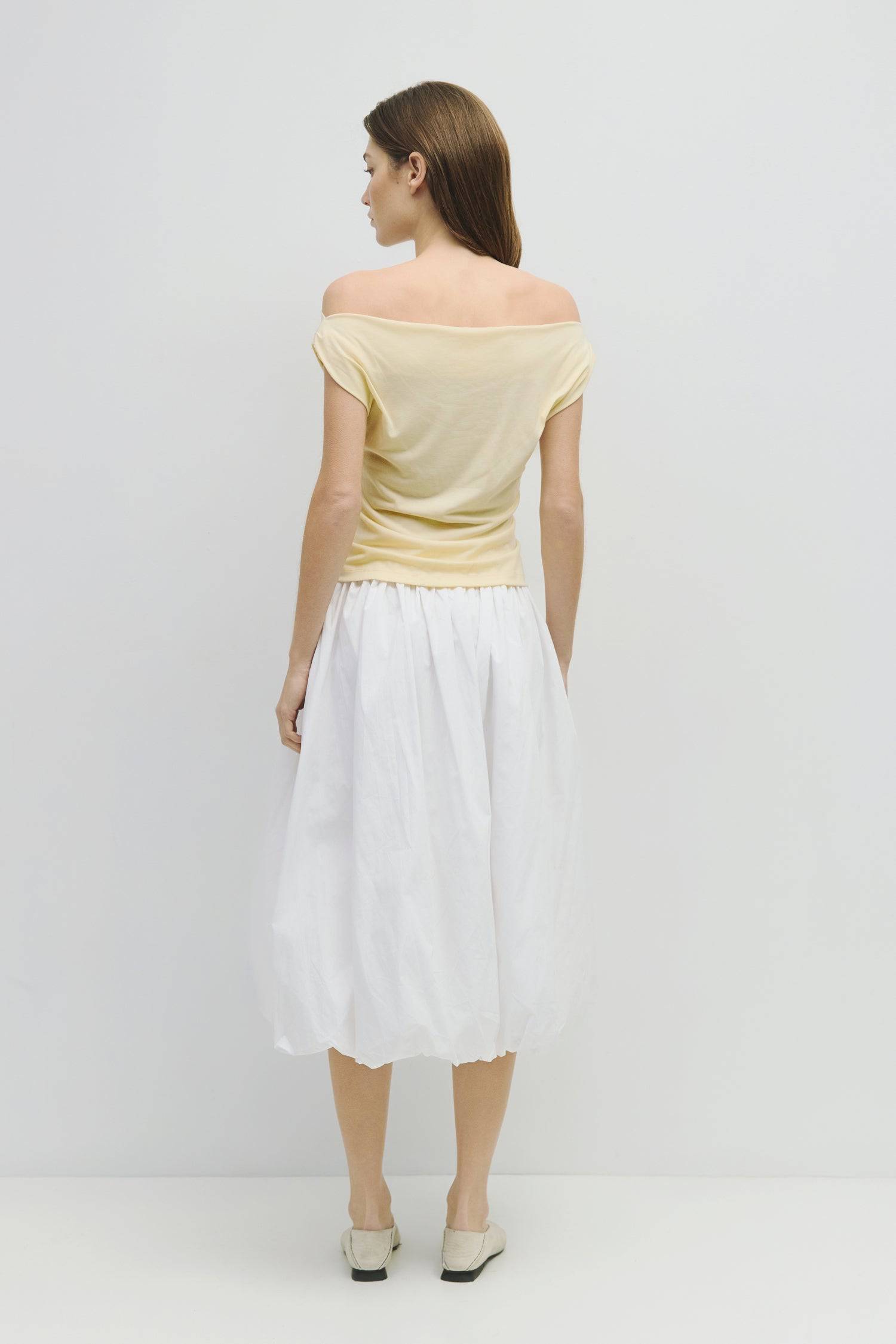 8466464997597, The Bella Skirt, Skirt, All Row, Black,Blue,Bottom,Bottoms,bubble,bubble skirt,cf-color-black,cf-color-natural,cf-size-l,cf-size-m,cf-size-s,Comfortable,Elastic,Elastic Waistband,everyday,flowy,ivory,Light Blue,matching,Midi Skirt,Mod Ref,Skirt,skirts,spring,Summer,womens, Information The Bella Skirt is a playful midi-length bubble skirt. It features an elasticated waist for a comfortable and adjustable fit. The length and bubble effect hem add volume and movement to the silhouette. Pair this