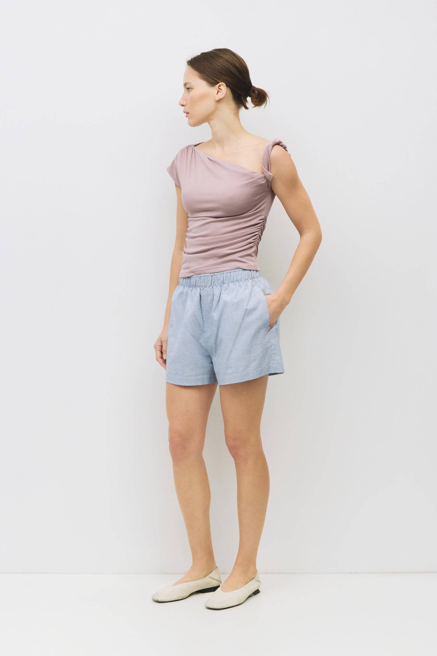 8983700013277, The Itria Top, Tops, All Row, All Row,allrow,beige,Black,Casual,cf-color-beige,cf-color-black,cf-color-white,cf-size-l,cf-size-m,cf-size-s,cf-vendor-all-row,Comfortable,Cozy,final-sale,finalsale,flattering,knit,new,off shoulder,sale,set,Sets,Short Sleeve,Spring,Summer,Twist,Women's,womens top, Information The Itria Top is a fitted cupro knit top with a single twisted shoulder strap and an asymmetrical neckline. Crafted from buttery-soft knit fabric, it combines comfort with a modern, flatteri