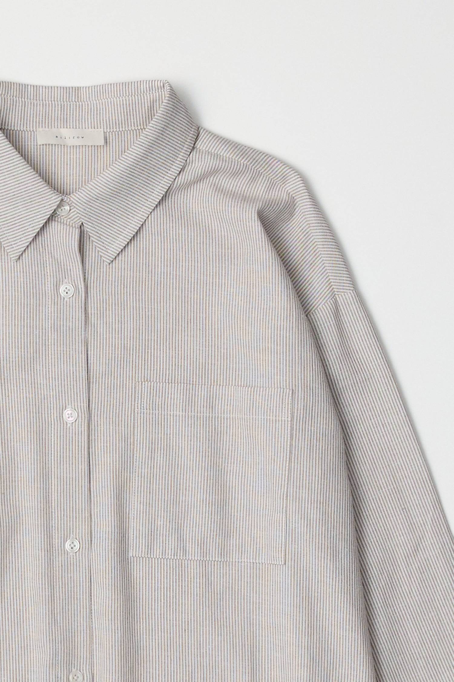 8993040138461, The Jacqueline Top, Tops, All Row, adjustable ties,All Row,allrow,beige,Blue,Button,Button down,Button Down Shirt,Button Front,Button Up,buttonup,Casual,cf-color-beige,cf-color-blue,cf-color-light-beige,cf-color-light-blue,cf-color-lightblue,cf-size-l,cf-size-m,cf-size-s,cf-vendor-all-row,Collared Top,light beige,Light Blue,Lightblue,Long Sleeve,Long Sleeve Top,Matching Set,new,Relaxed,Relaxed Fit,set,Sets,Spring,Women's,womens top, Information The Jacqueline Top is a striped collared shirt w