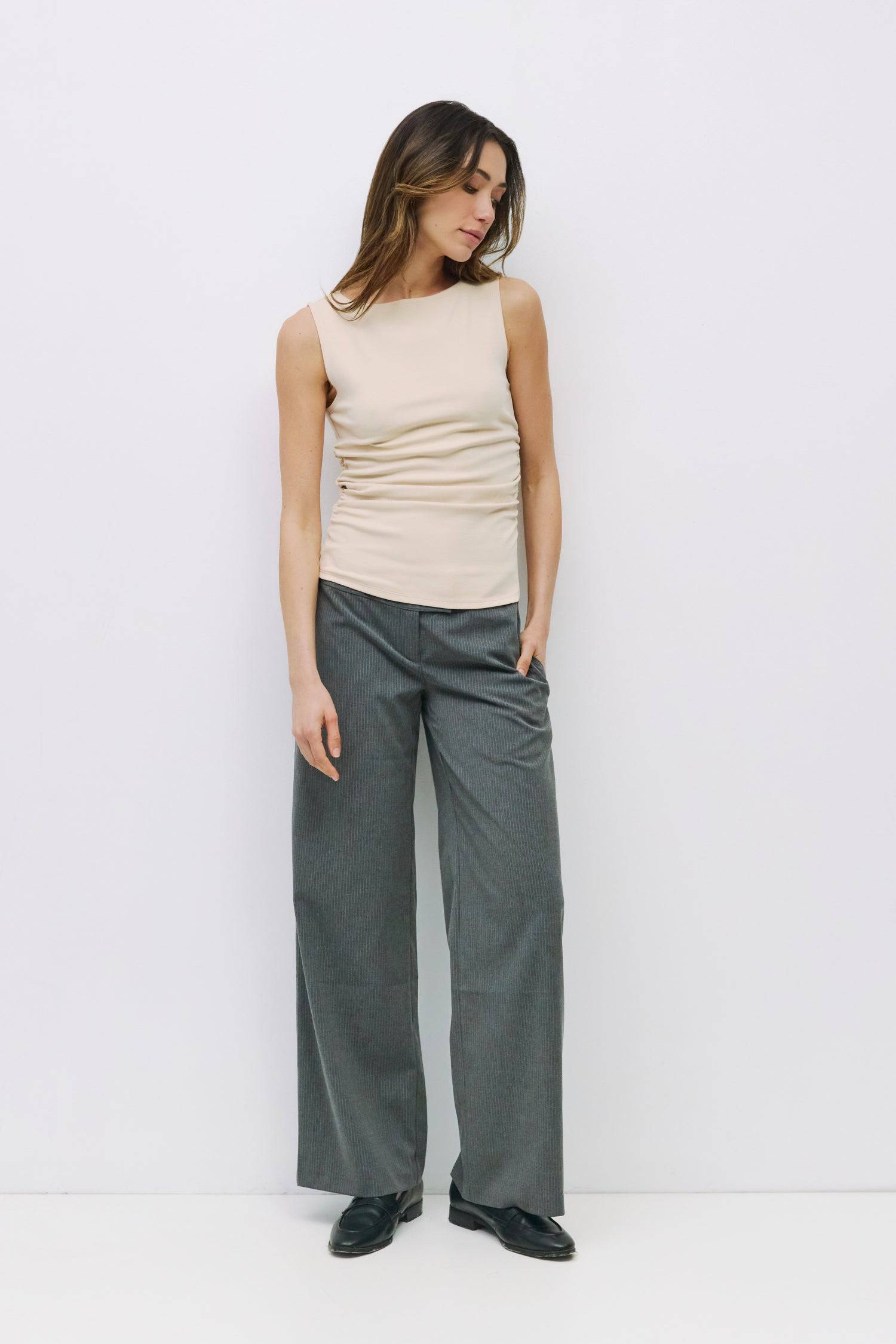 9023159927005, The Jordyn Top, Tops, All Row, Blue,boat neck,boat neckline,Bone,brown,Casual,cf-color-brown,cf-size-l,cf-size-m,cf-size-s,cf-size-xl,cf-vendor-all-row,cinched,Cinched Waist,Comfortable,Cotton,Cream,Crew Neckline,Everyday,Form Fitting,Layers,Light Blue,Minimal,new,Sleeveless,Soft,Spring,Summer,Top,Transitional,Trendy,Women's, Information The Jordyn Top is a form-fitting sleeveless tank crafted from a soft midweight knit. Designed with a boat neckline and side ruching at the waist for a subtle