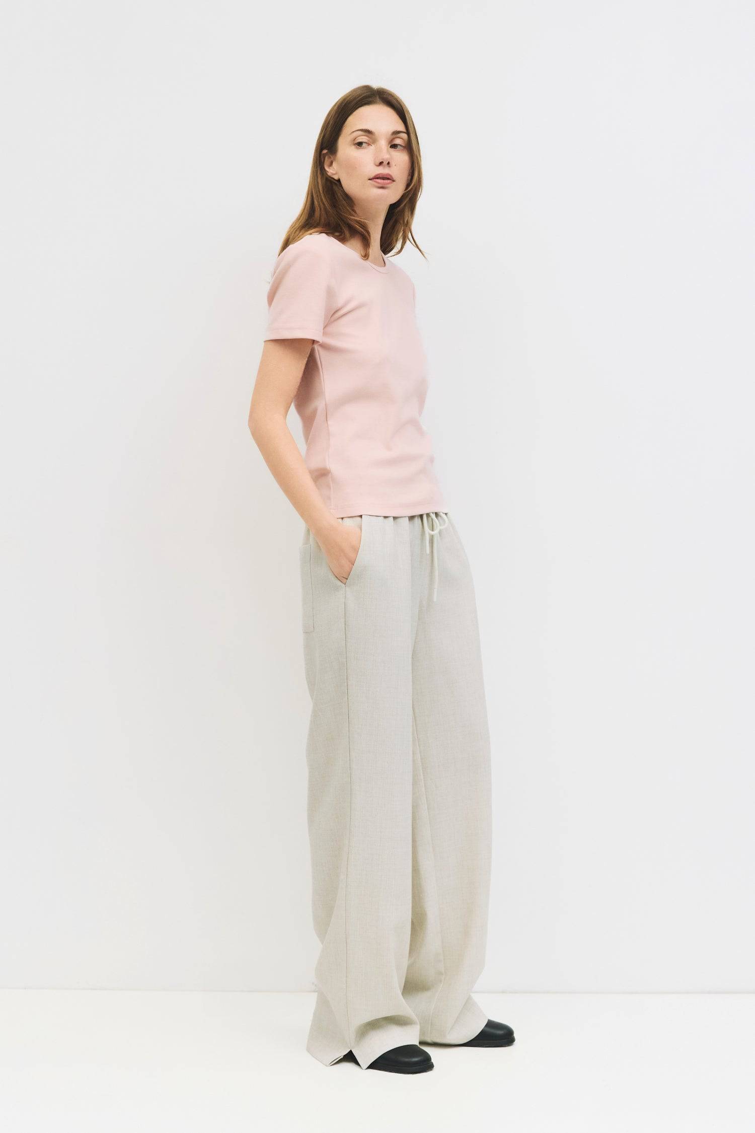 8994154250461, The Frida Top, Tops, All Row, back tie,Black,Blue,cf-color-blue,cf-color-lightblue,cf-color-white,cf-size-l,cf-vendor-all-row,Comfort,Comfortable,Crew Neck,Crew Neckline,Feminine,Form Fitting,Light Blue,new,Short Sleeve,Spring,Tops,versatile,white,Womens,womens top, Information The Frida Top is a form-fitting short sleeve knit made from soft, medium-weight fabric for a comfortable, tailored look. With a simple neck binding detail, it’s a versatile piece that pairs easily with both casual and