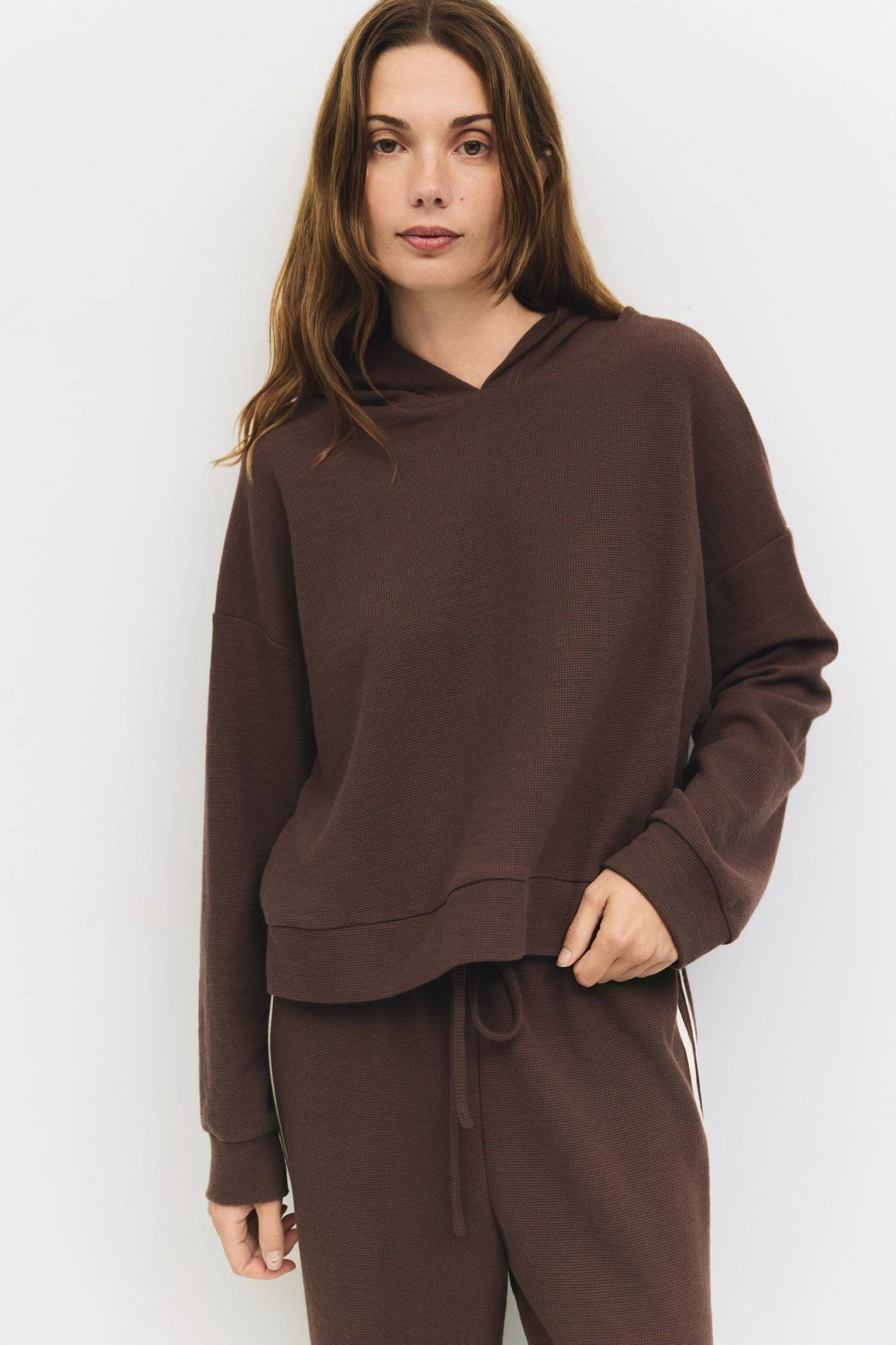 9084506472669, The Enzo Hoodie, Outerwear, All Row, All Row,allrow,Casual,cf-size-l,cf-size-m,cf-vendor-all-row,Cropped,cropped hemline,drop shoulder,Drop Shoulder Sleeve,Everyday,genderless,Hoodie,Minimal,minimalist,new,Outerwear,Polyester,Relaxed,Relaxed Fit,Ribbed,Ribbed Details,Ribbed Fabric,Spring,Sweater,Transitional,versatile,waffle knit,Womens,womens top, Information The Enzo Hoodie combines cozy midweight waffle knit with a relaxed fit and drop shoulders for effortless comfort. Finished with a hood