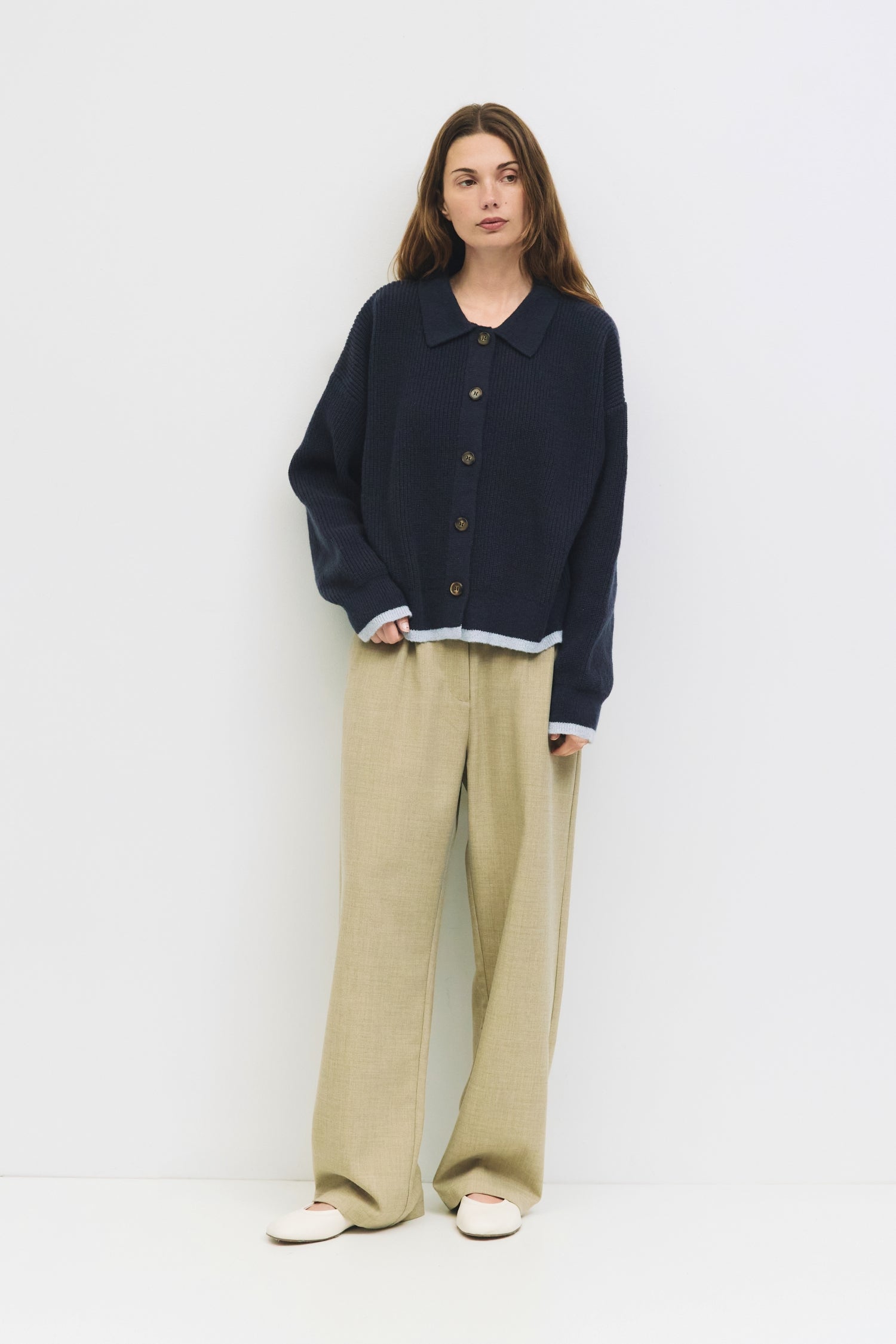 The Hans Cardigan | Contrast Hem Collared Cardigan