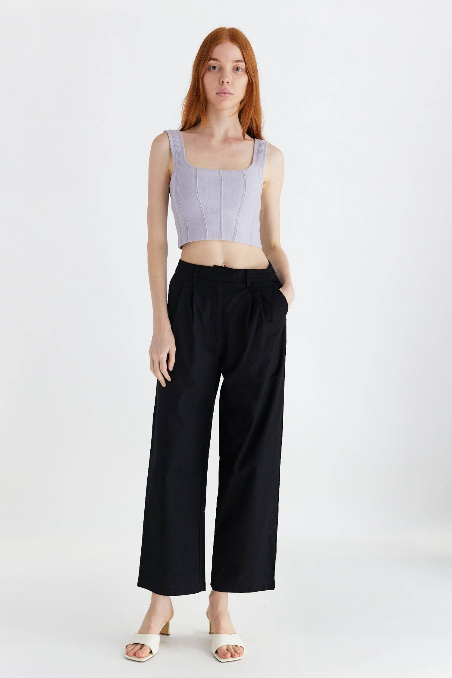7098821968037, The Millie Top, Tops, All Row, All Row,allrow,Basic,Basics,Black,Blush,brown,Burgundy,Casual,cf-color-black,cf-color-blush,cf-color-brown,cf-color-green,cf-color-ivory,cf-color-khaki,cf-color-lavender,cf-color-olive,cf-size-l,cf-size-m,cf-size-s,cf-vendor-all-row,Comfortable,ivory,Khaki,Lavender,Layers,Minimal,new,Olive,Piping Detail,Sleeveless,Sleeveless Top,tank,Tank Top,Top,Transitional,Women's,  Information Structured sleeveless crop top with piping detail. Details 40% Viscose, 40% Nylon