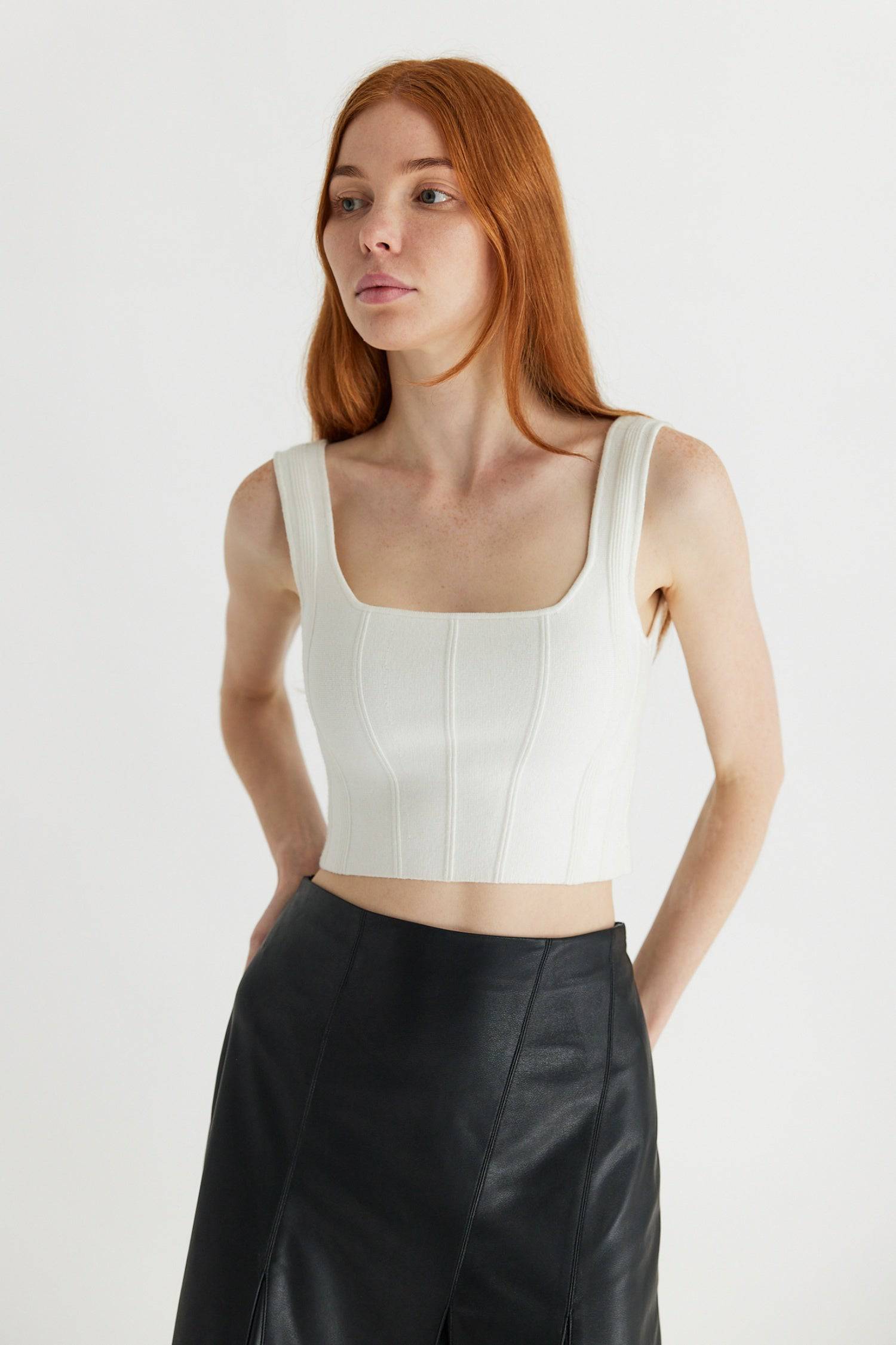 7098821968037, The Millie Top, Tops, All Row, All Row,allrow,Basic,Basics,Black,Blush,brown,Burgundy,Casual,cf-color-black,cf-color-blush,cf-color-brown,cf-color-green,cf-color-ivory,cf-color-khaki,cf-color-lavender,cf-color-olive,cf-size-l,cf-size-m,cf-size-s,cf-vendor-all-row,Comfortable,ivory,Khaki,Lavender,Layers,Minimal,new,Olive,Piping Detail,Sleeveless,Sleeveless Top,tank,Tank Top,Top,Transitional,Women's,  Information Structured sleeveless crop top with piping detail. Details 40% Viscose, 40% Nylon
