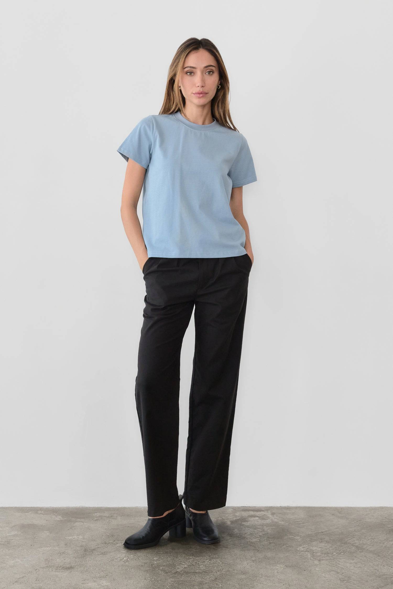 8767793627357, The Lanie Long Top, Tops, All Row, All Row,allrow,Basic,basics,Black,Blue,Bone,cf-color-black,cf-color-blue,cf-color-bone,cf-color-grey,cf-color-white,cf-size-l,cf-size-m,cf-size-s,cf-vendor-all-row,collection,COTTON,essentials,everyday,Grey,new,t-shirt,tee,white,womens, Information The Lanie Long Top is a wardrobe staple for casual comfort and versatility. It's perfect for everyday wear and is made from soft, breathable cotton that pairs effortlessly with jeans, shorts, or skirts.All Row Eve