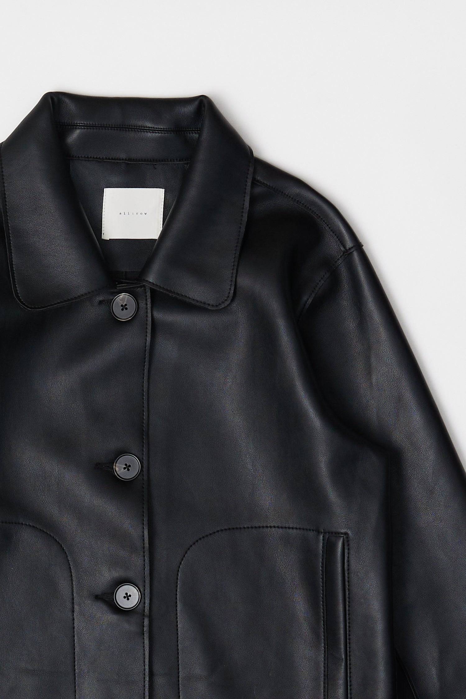 8302395818205, The Nicolette Jacket, Outerwear, All Row, All Row,allrow,Back Detail,Black,Casual,cf-color-black,cf-size-l,cf-size-m,cf-vendor-all-row,Coat,Comfortable,Cropped,cropped hemline,Detail,Everyday,Faux Leather,genderless,Jacket,Leather,leather jacket,Minimal,minimalist,new,Outerwear,Pleather,Polyester,Semi-Formal,Spring,statement,statement piece,Transitional,vegan leather,versatile,Womens,womens top, Information Your new wardrobe staple - The Nicolette Jacket. It is a faux leather jacket that's si