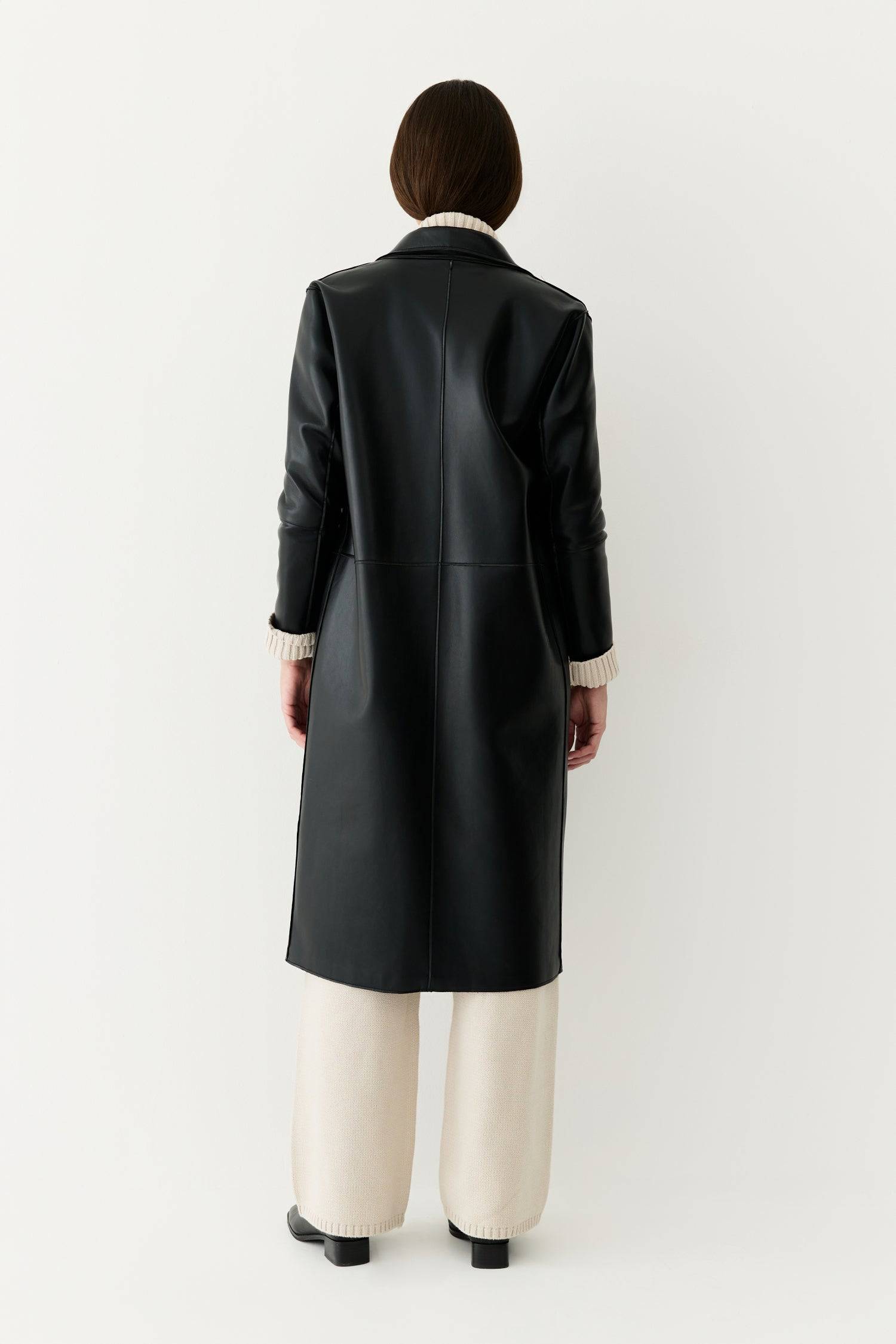 8302395162845, The Dextra Coat, Outerwear, All Row, All Row,allrow,beige,Black,cf-color-black,cf-size-l,cf-size-m,cf-size-s,cf-vendor-all-row,cinch,Cinched Waist,Coat,Colder Seasons,Collared Coat,Fall,Faux Leather,Leather,leather jacket,midi length,minimalist,new,Outerwear,Oversized,Oversized Coat,Pocket,Pockets,Sage,side pockets,statement,statement piece,Trench Coat,vegan leather,Winter,Womens, Information Meet The Dextra Coat, your new everyday essential that is both functional and chic. This coat is fabr