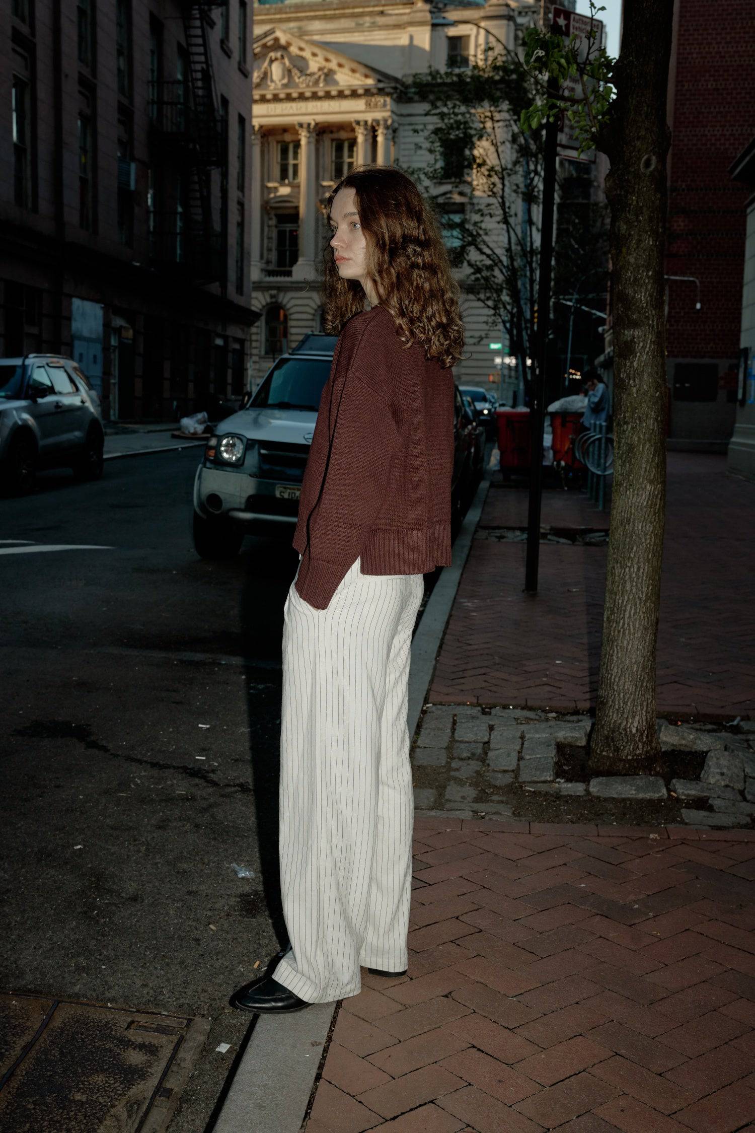 8809536323805, The Asher Sweater, Tops, All Row, All Row,allrow,Black,brown,Button Down Shirt,Button up,buttons,Cardigan,cf-color-black,cf-color-brown,cf-size-l,cf-size-m,cf-size-s,Comfortable,Crew Neck,Crew Neckline,Everyday,longsleeve,Matching Set,set,Sets,stretch,Stretchy,taupe,tonal buttons,Transitional,Womens,womens top, Information The Asher Sweater is an oversized cropped pullover sweater with a classic rib detail at the neckline and hem. The semi-cropped length ensures a proportional fit and the mid