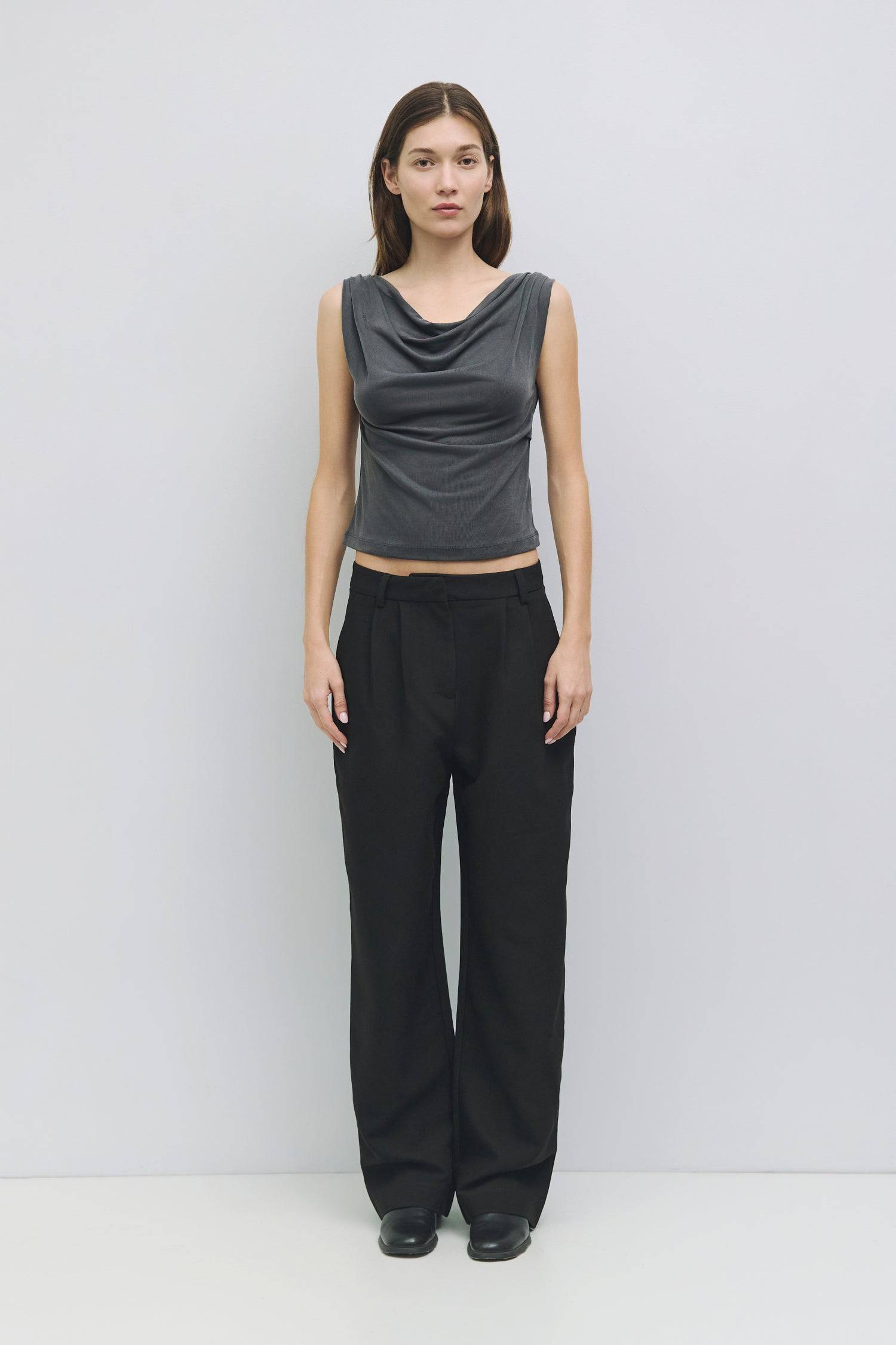 8855360798941, The Nita Top, Tops, All Row, All Row,allrow,Black,Casual,cf-color-black,cf-color-blush,cf-color-charcoal,cf-color-olive,cf-color-white,cf-size-l,cf-size-m,cf-size-s,cf-vendor-all-row,Charcoal,Cowl,cowl neck,Cozy,Draped,final-sale,finalsale,ivory,Khaki,knit,Knit Top,Long Sleeve,Long Sleeve Top,Matching Set,modal,new,sale,set,Sets,Short Sleeve,Spring,Summer,texture,thin,Women's,womens top, Information The Nita Top features an off-the-shoulder design with a draped cowl neck for an elegant look.