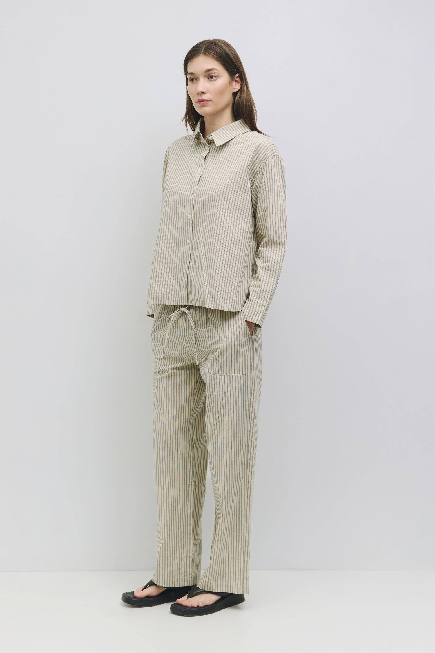 8911030419677, The Dixon Top, Tops, All Row, All Row,allrow,Basics,beige,brown,Button down,Button Down Shirt,Casual,cf-color-beige,cf-color-brown,cf-size-l,cf-size-m,cf-size-s,cf-vendor-all-row,collared,Collared Top,Cotton,Cuffed,layering,leightweight,Long Sleeve,Long Sleeve Shirt,Long Sleeve Top,Lounge,Loungewear,matching,Matching Set,new,Oversized,Pinstripes,Relaxed,Relaxed Fit,set,Sets,spring,Striped,Stripes,summer,Vertical Stripes,Women's, Information The Dixon Top is a multi-color striped button-down s