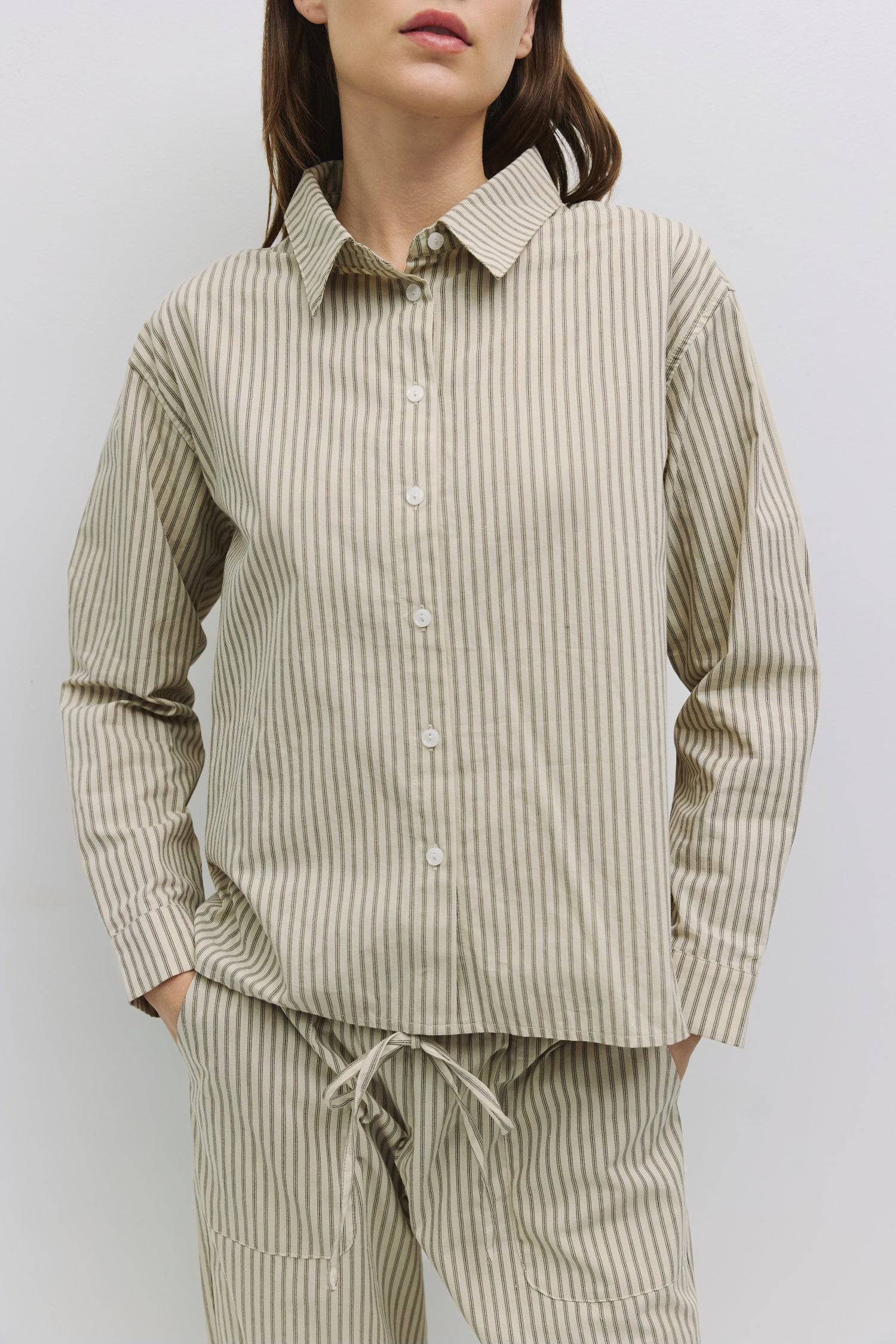 8911030419677, The Dixon Top, Tops, All Row, All Row,allrow,Basics,beige,brown,Button down,Button Down Shirt,Casual,cf-color-beige,cf-color-brown,cf-size-l,cf-size-m,cf-size-s,cf-vendor-all-row,collared,Collared Top,Cotton,Cuffed,layering,leightweight,Long Sleeve,Long Sleeve Shirt,Long Sleeve Top,Lounge,Loungewear,matching,Matching Set,new,Oversized,Pinstripes,Relaxed,Relaxed Fit,set,Sets,spring,Striped,Stripes,summer,Vertical Stripes,Women's, Information The Dixon Top is a multi-color striped button-down s