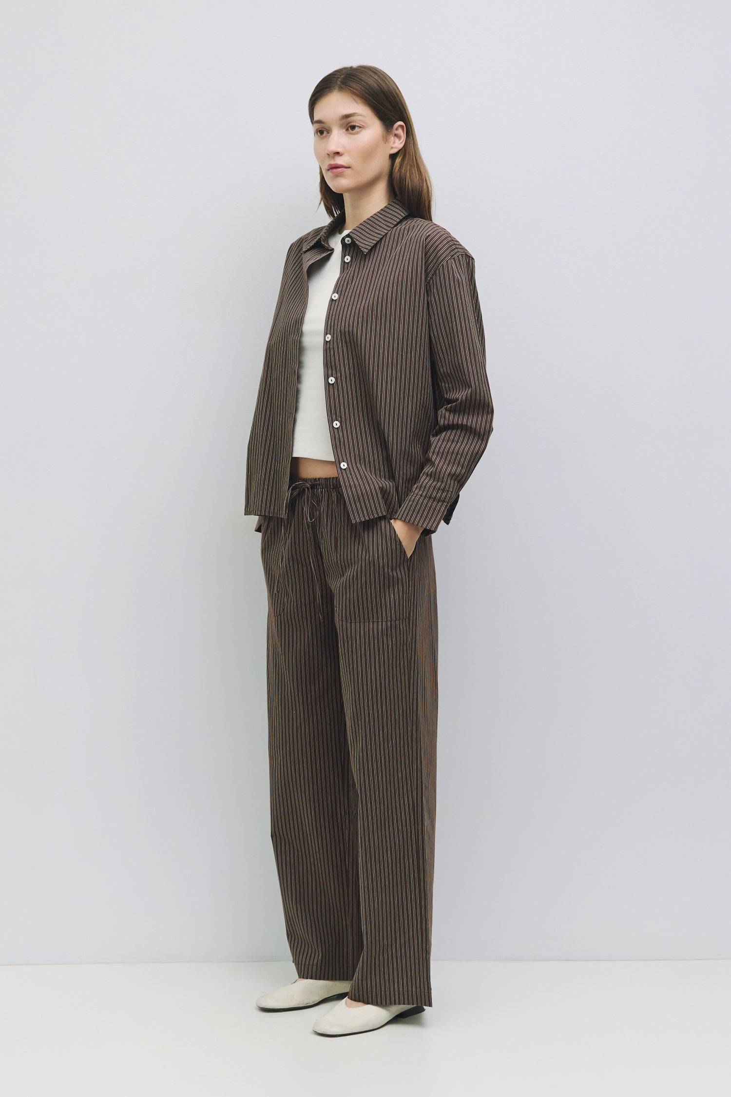 8911030419677, The Dixon Top, Tops, All Row, All Row,allrow,Basics,beige,brown,Button down,Button Down Shirt,Casual,cf-color-beige,cf-color-brown,cf-size-l,cf-size-m,cf-size-s,cf-vendor-all-row,collared,Collared Top,Cotton,Cuffed,layering,leightweight,Long Sleeve,Long Sleeve Shirt,Long Sleeve Top,Lounge,Loungewear,matching,Matching Set,new,Oversized,Pinstripes,Relaxed,Relaxed Fit,set,Sets,spring,Striped,Stripes,summer,Vertical Stripes,Women's, Information The Dixon Top is a multi-color striped button-down s