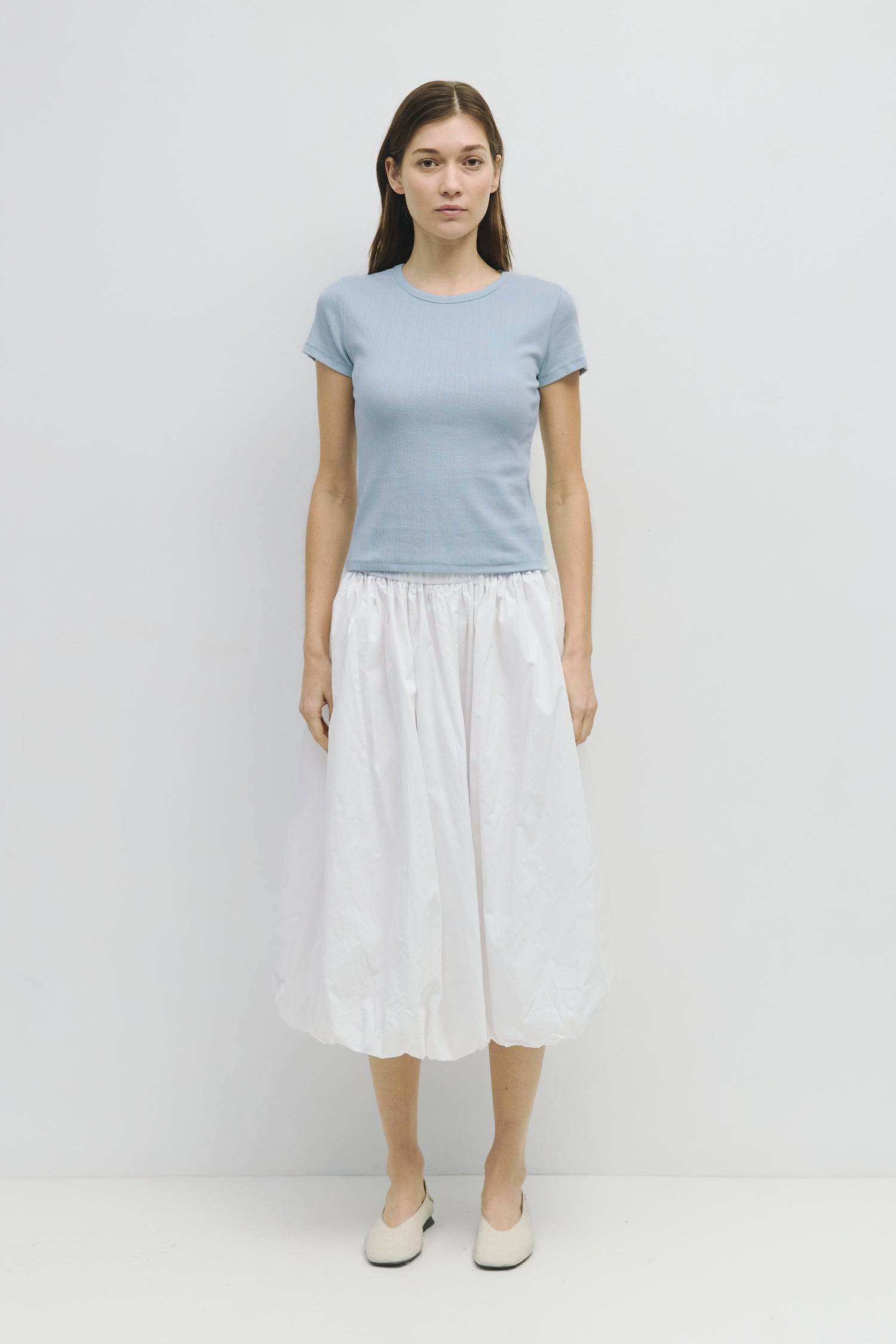 8929243955421, The Deborah Top, Tops, All Row, 90s,Basic,Basics,Black,Blue,Casual,cf-color-blue,cf-color-sage,cf-color-white,cf-size-l,cf-size-m,cf-size-s,cf-vendor-mod-ref,Comfortable,Crew Neck,Crew Neckline,Everyday,final-sale,finalsale,Form Fitting,pointelle,Ribbed,Ribbed Fabric,Ribbed Top,Sage,sale,Short Sleeve,Spring,stretch,Stretchy,Summer,Tee,Tops,Transitional,white,Women's, Information The Deborah Top is a fitted baby tee made from soft pointelle knit fabric, featuring a classic crew neck and short