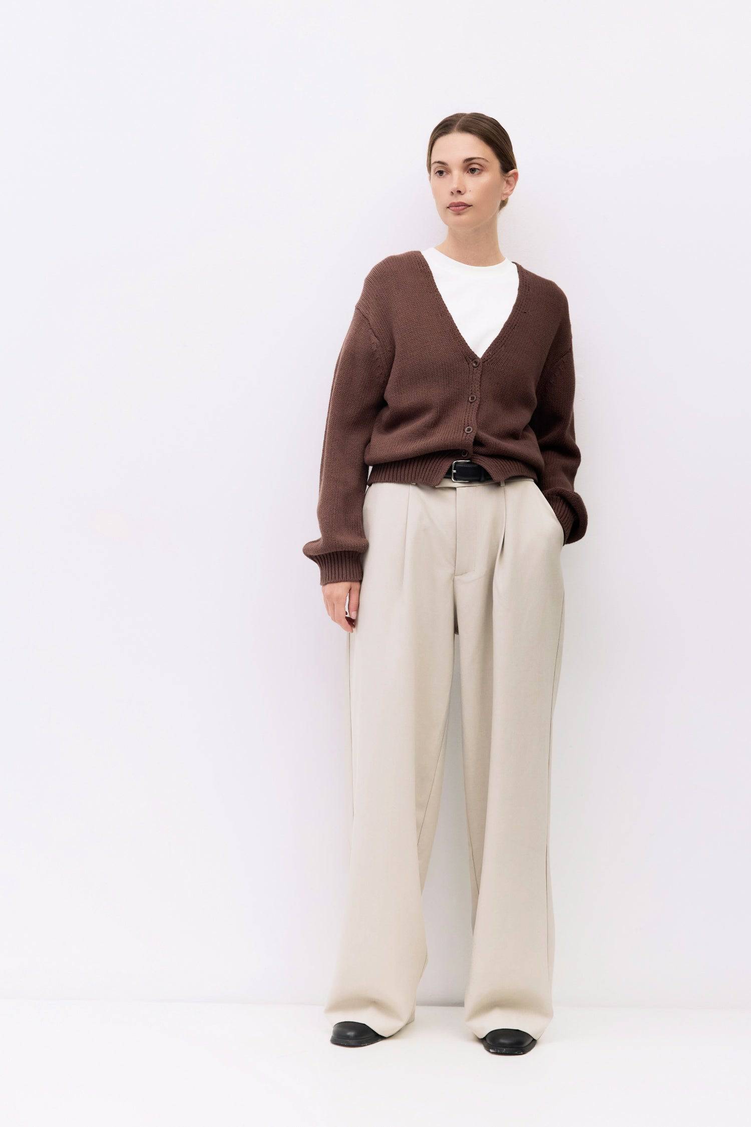 9045581299933, The Layla Cardigan, Outerwear, Mod Ref, Basic,Basics,bell sleeves,brown,Button up,Cardigan,Casual,cf-color-brown,cf-color-white,cf-size-l,cf-size-m,cf-size-s,cf-size-xl,cf-size-xs,cf-vendor-mod-ref,Colder Seasons,Collar,collared,Cotton,fall,heavy weight,Knit,Knit Top,Long Sleeve,Long Sleeve Top,Mod Ref,modref,new,nylon,shawl collar,Soft Knit,tonal,Transitional,V neck,V Neckline,white,winter,Women's, Information The Layla Cardigan is crafted from a midweight knit for a soft yet structured feel