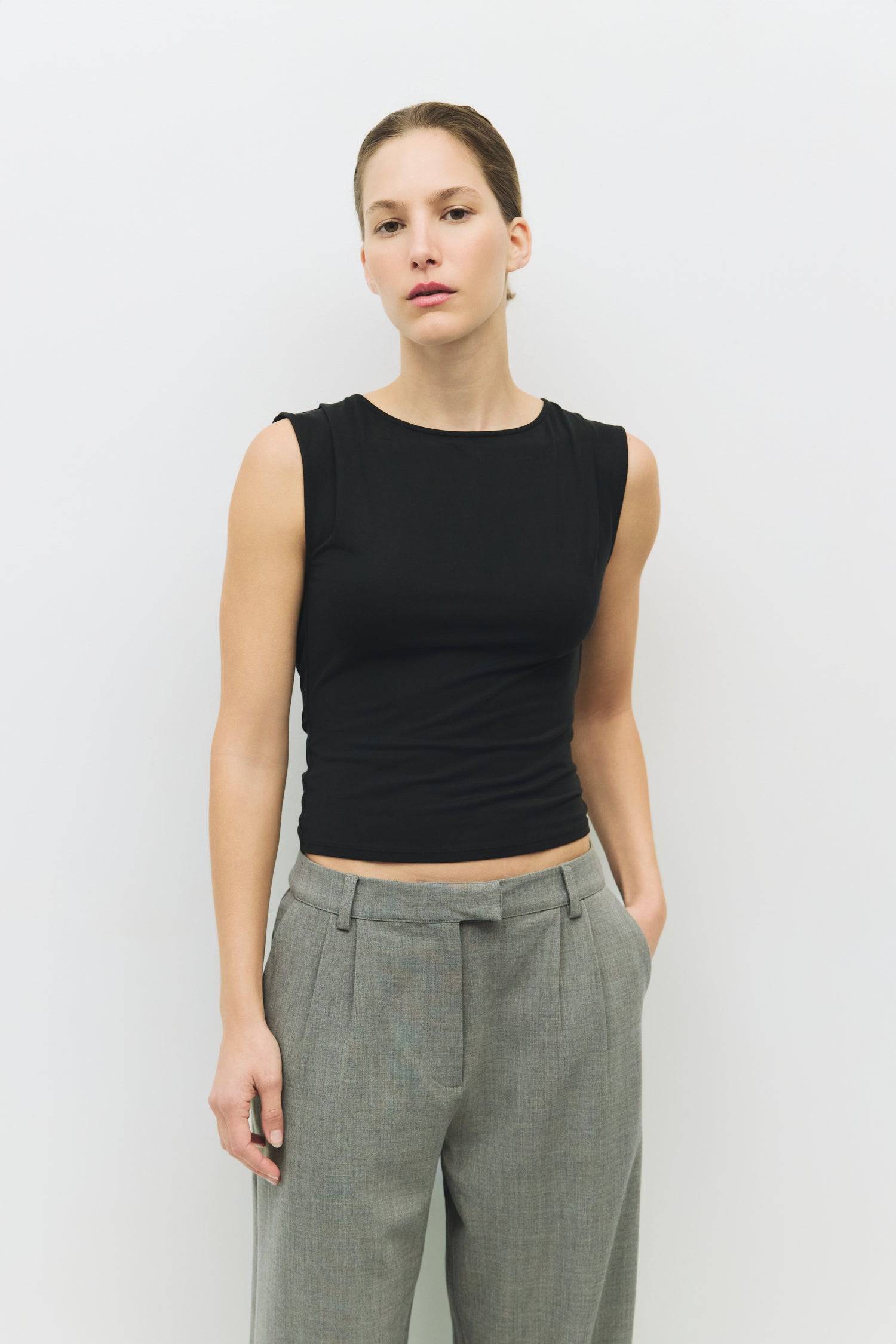 8983710236893, The Benson Top, Tops, Mod Ref, All Row,allrow,basics,Black,Blue,Bone,cf-color-black,cf-color-blue,cf-color-bone,cf-color-brown,cf-color-grey,cf-color-navy,cf-color-pink,cf-color-rust,cf-color-sage,cf-color-white,cf-size-l,cf-size-m,cf-size-s,cf-vendor-all-row,collection,COTTON,essentials,everyday,final-sale,finalsale,grey,jersey,new,Pink,sale,t-shirt,tee,white,womens, Information The Benson Top is a luxurious modal piece featuring a wide neckline and a stunning cowl back detail for a relaxed